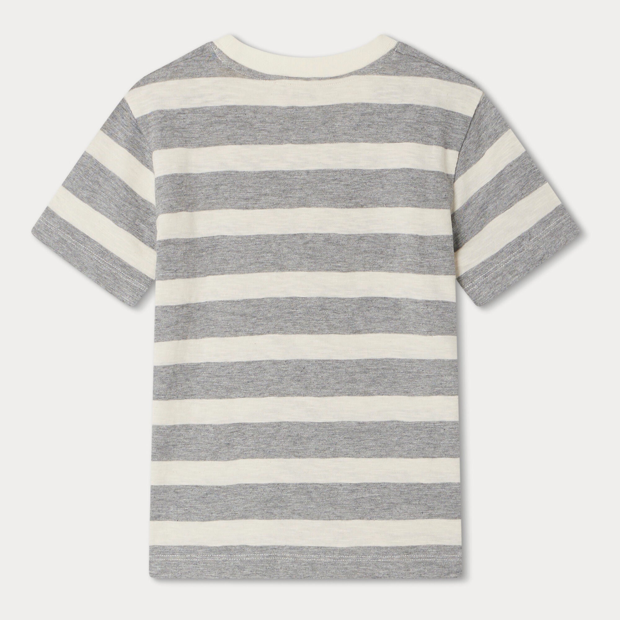 Boys Grey Stripes Cotton T-Shirt