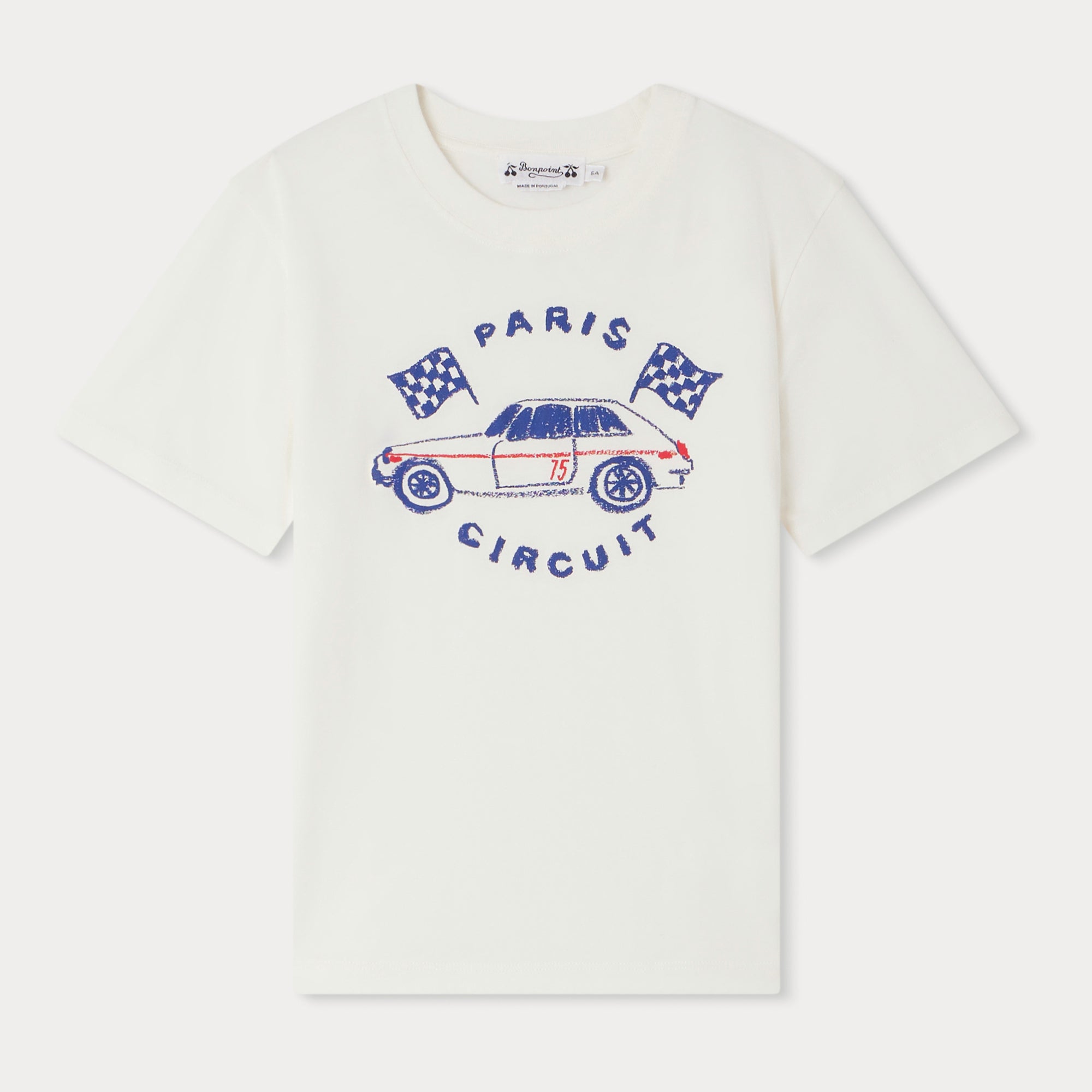 Boys White Printed Cotton T-Shirt