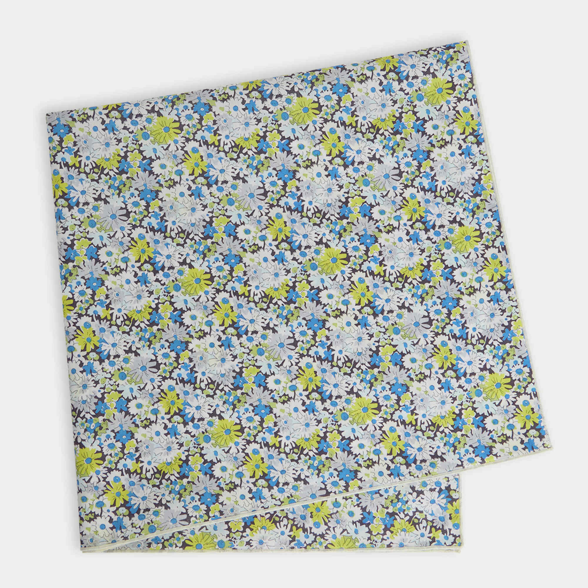 Girls Blue Floral Cotton Scarf