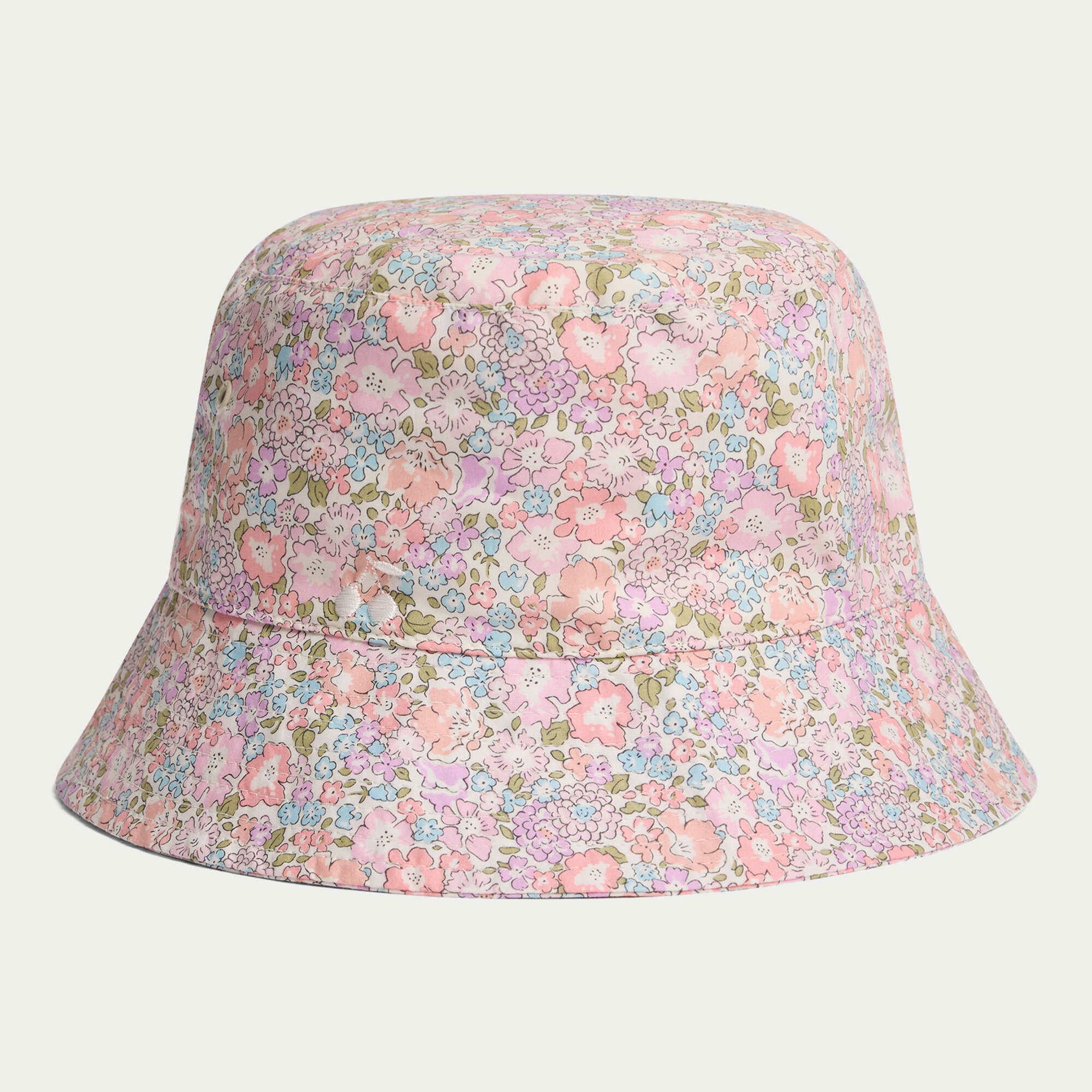 Girls Pink Floral Cotton Bucket Hat