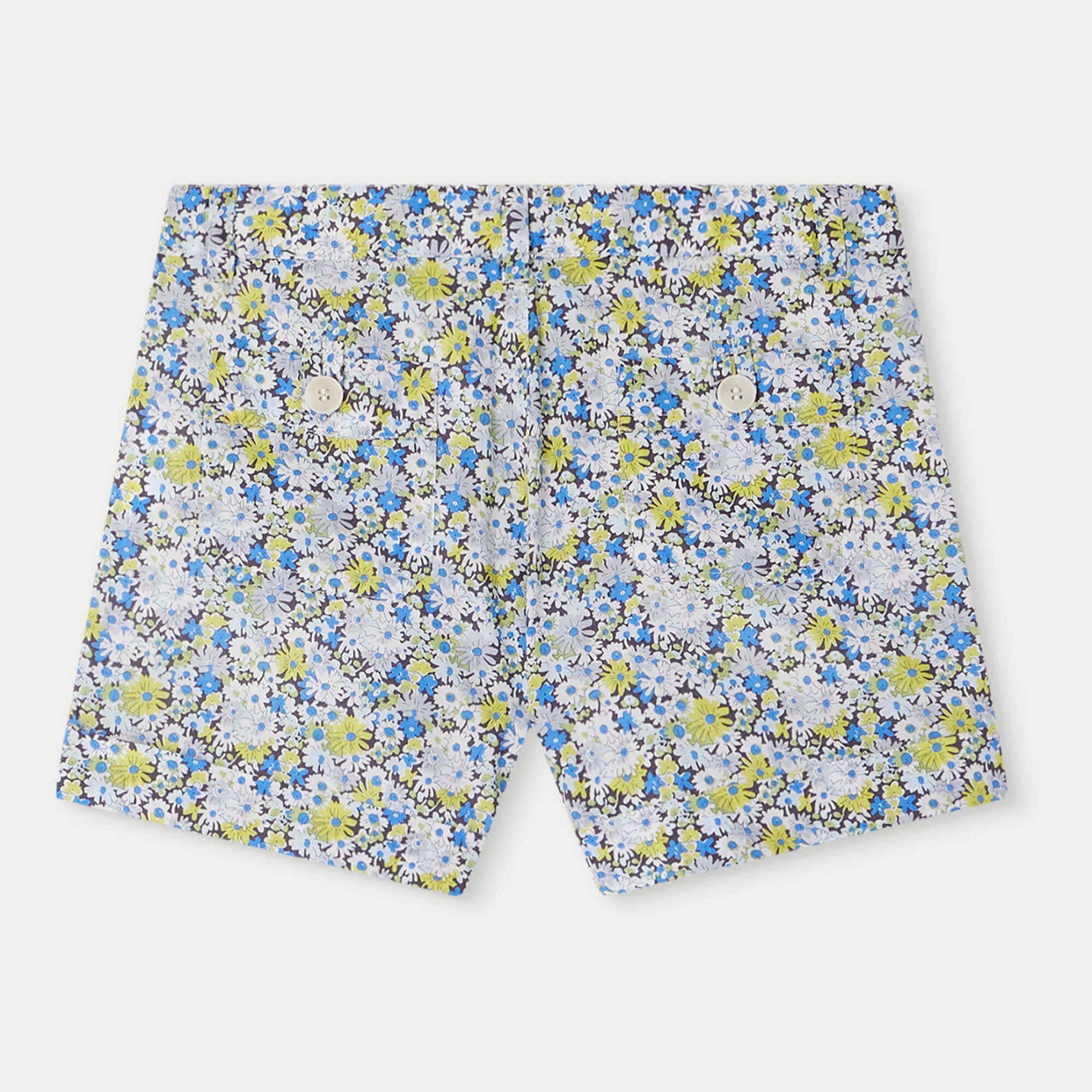 Girls Blue Floral Cotton Shorts