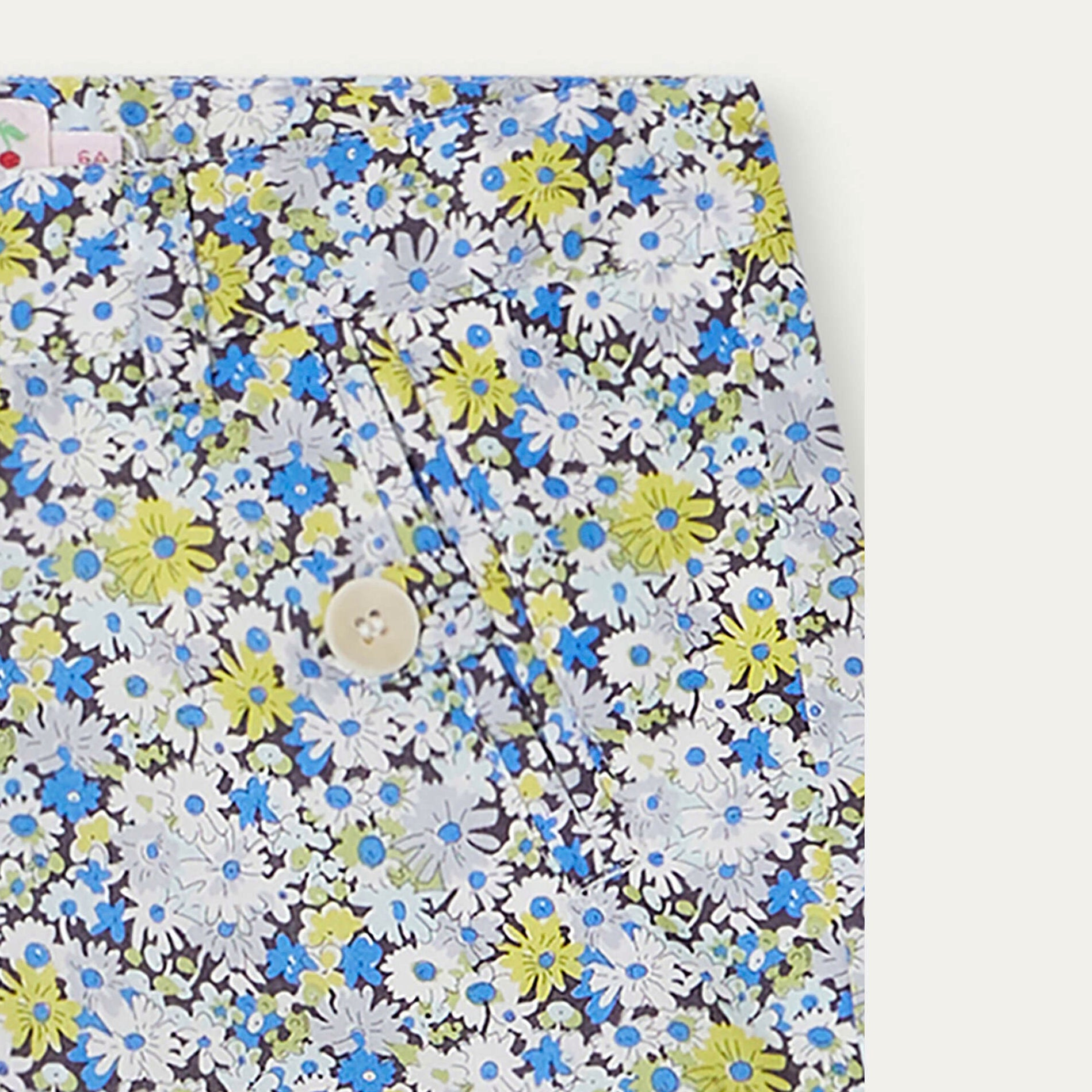 Girls Blue Floral Cotton Shorts