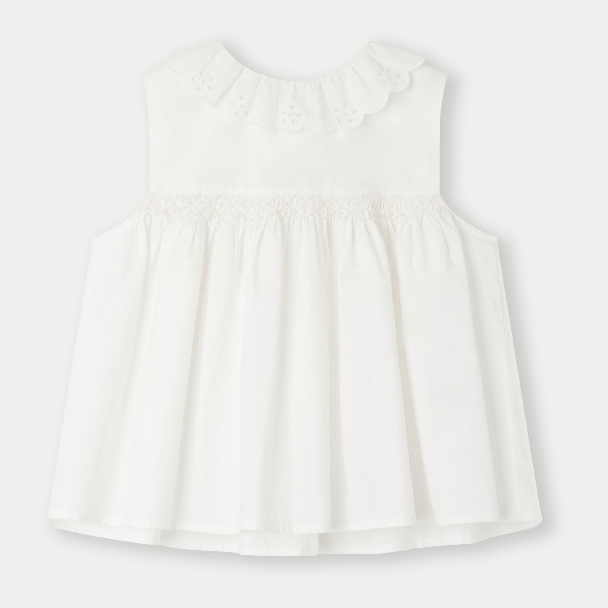 Girls White Ruffled Cotton Shirt