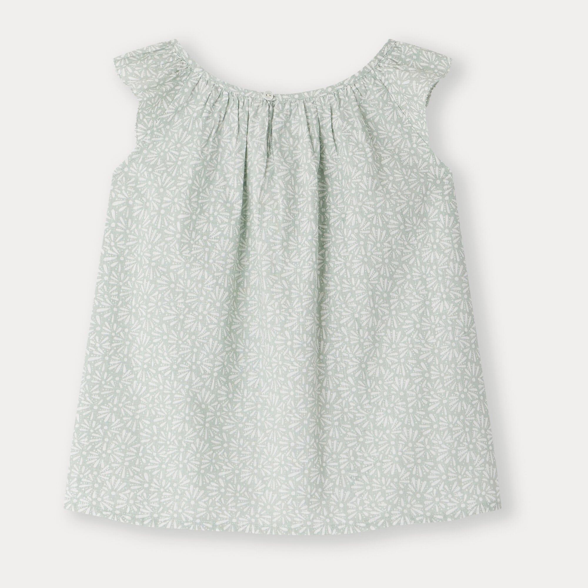 Girls Mint Floral Cotton Top