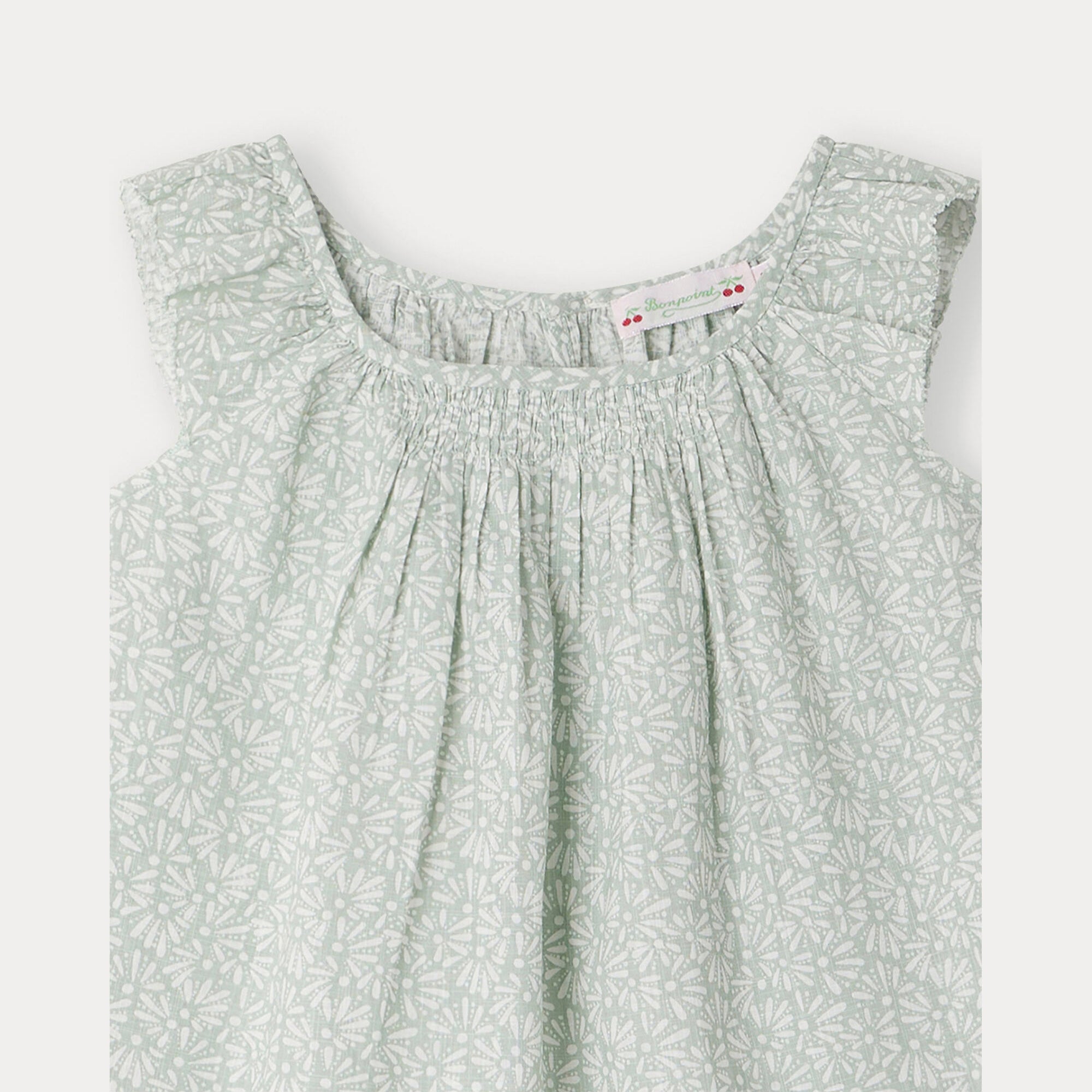 Girls Mint Floral Cotton Top