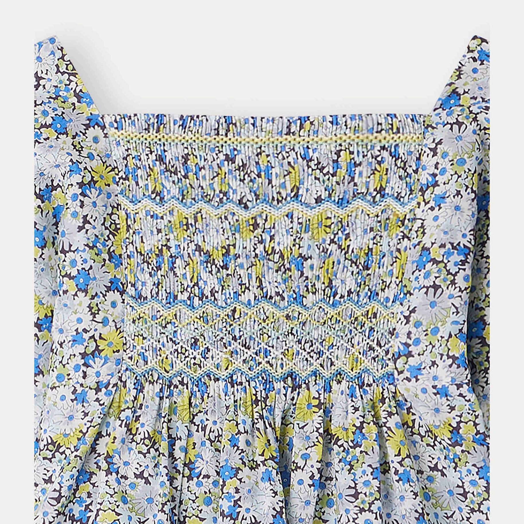 Girls Blue Floral Cotton Top