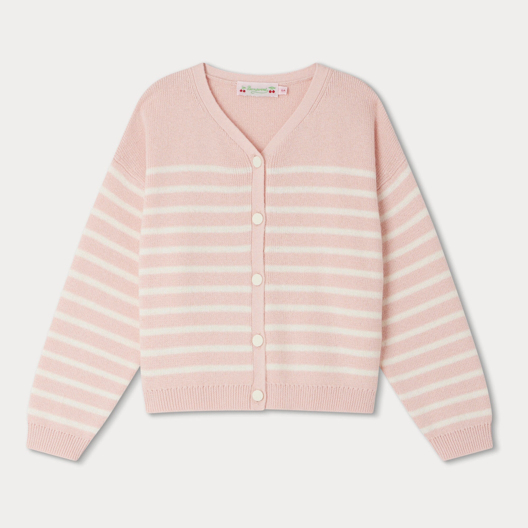 Girls Pink Stripes Cotton Cardigan