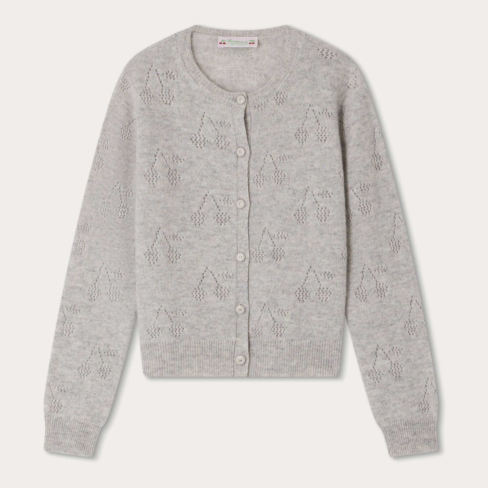 Girls Grey Logo Cashmere Cardigan