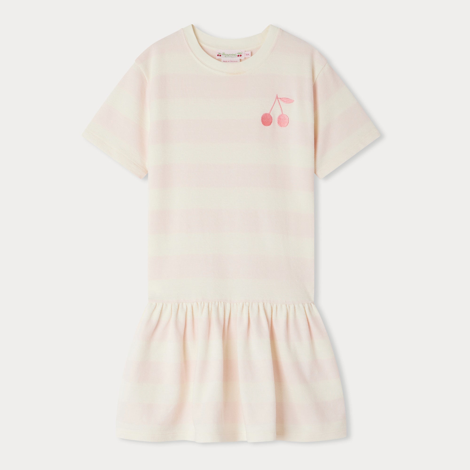 Girls Light Pink Stripes Cotton Dress