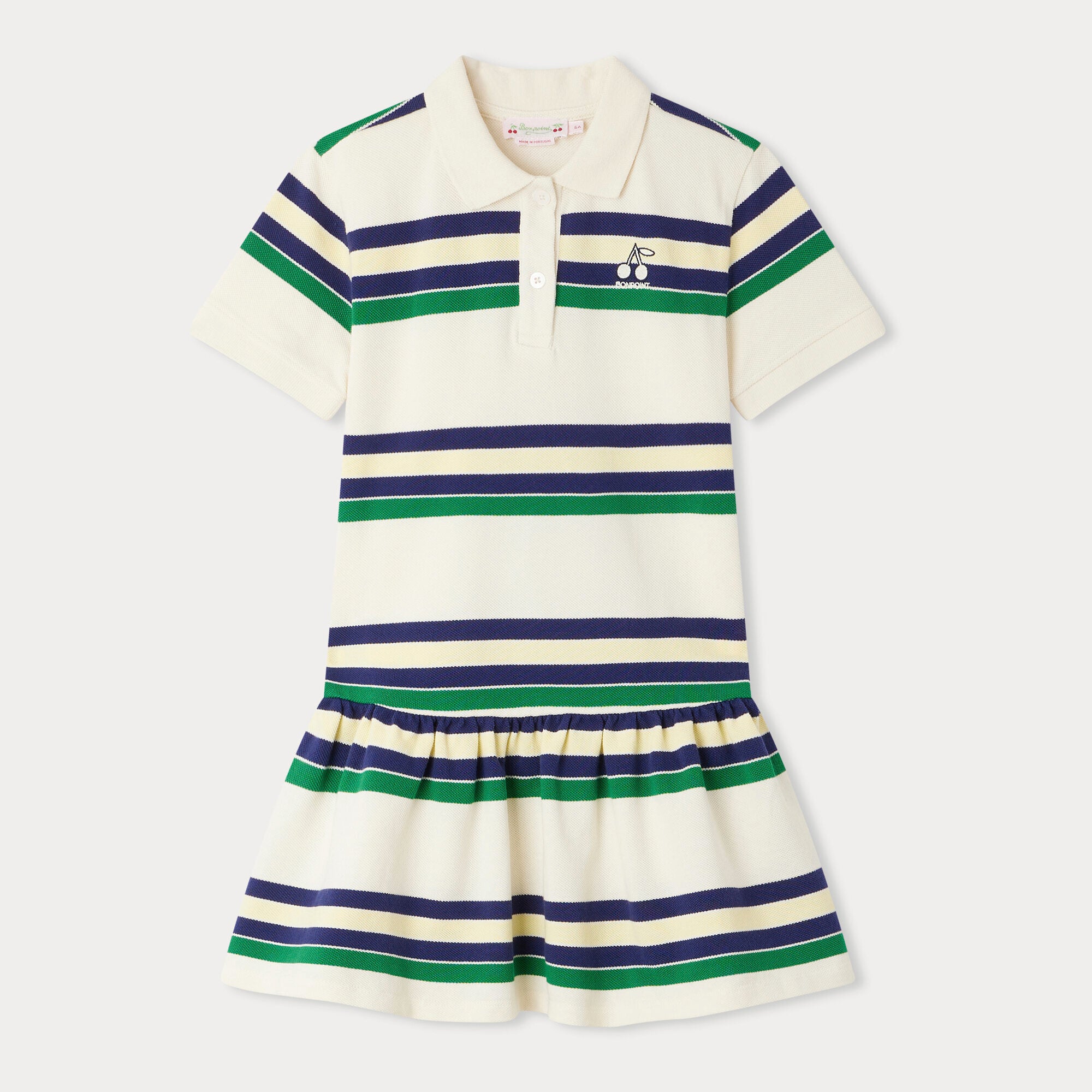 Girls Ivory Stripes Cotton Dress
