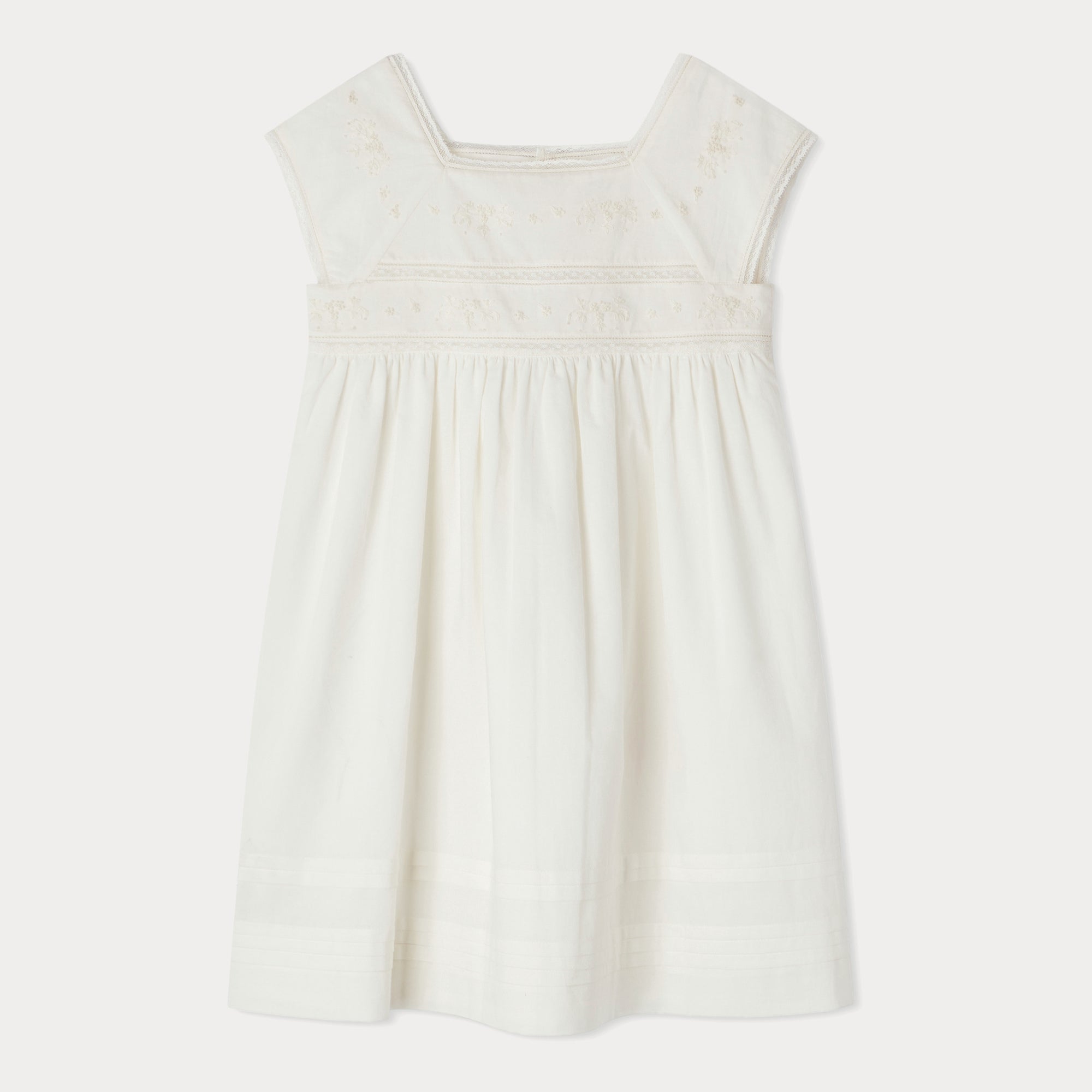 Girls White Embroidered Cotton Dress