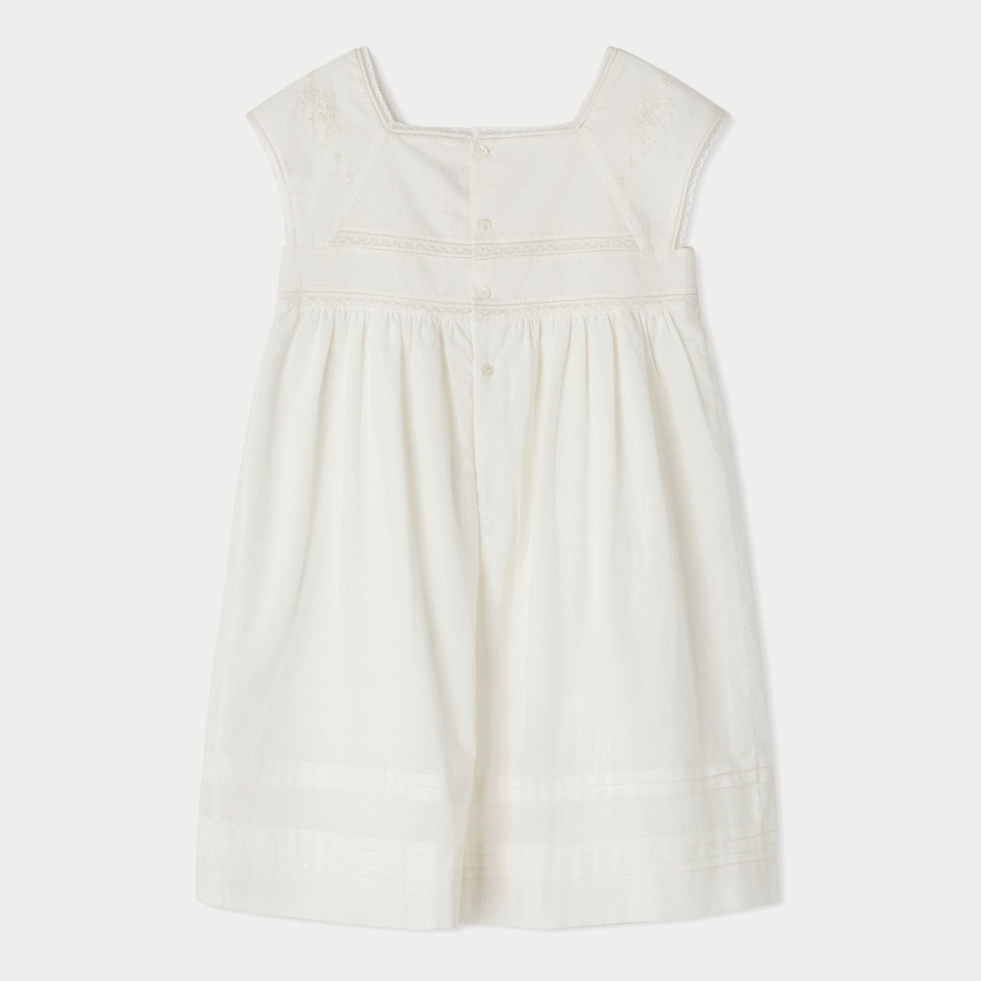 Girls White Embroidered Cotton Dress