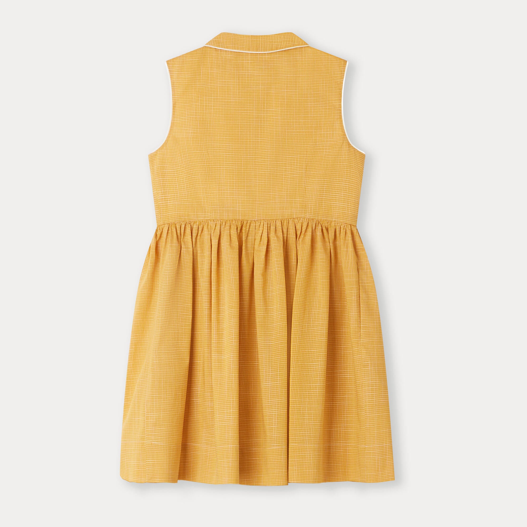 Girls Yellow Check Cotton Dress