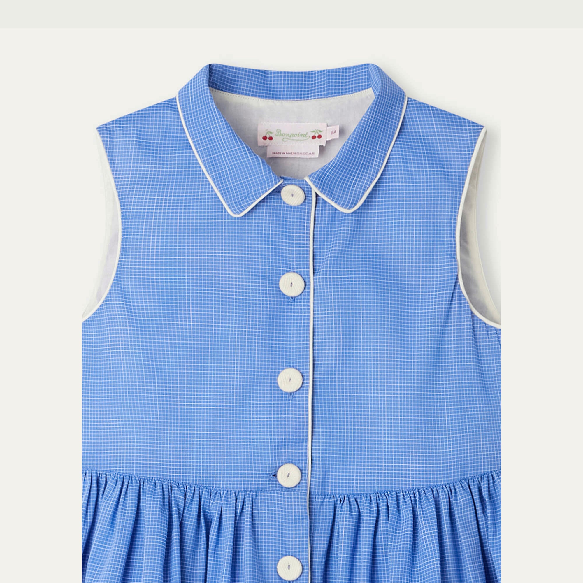 Girls Blue Check Cotton Dress