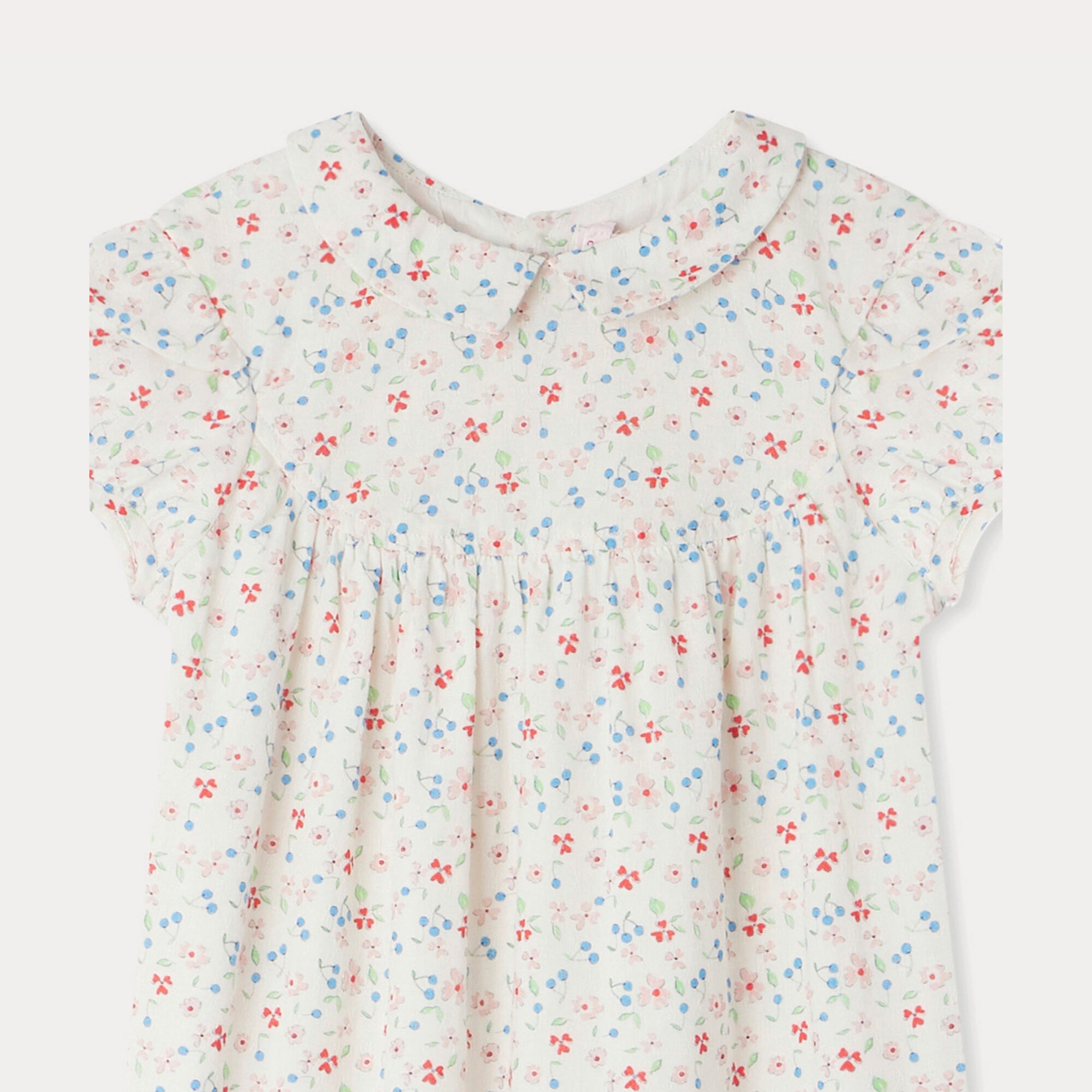 Girls White Floral Cotton Dress