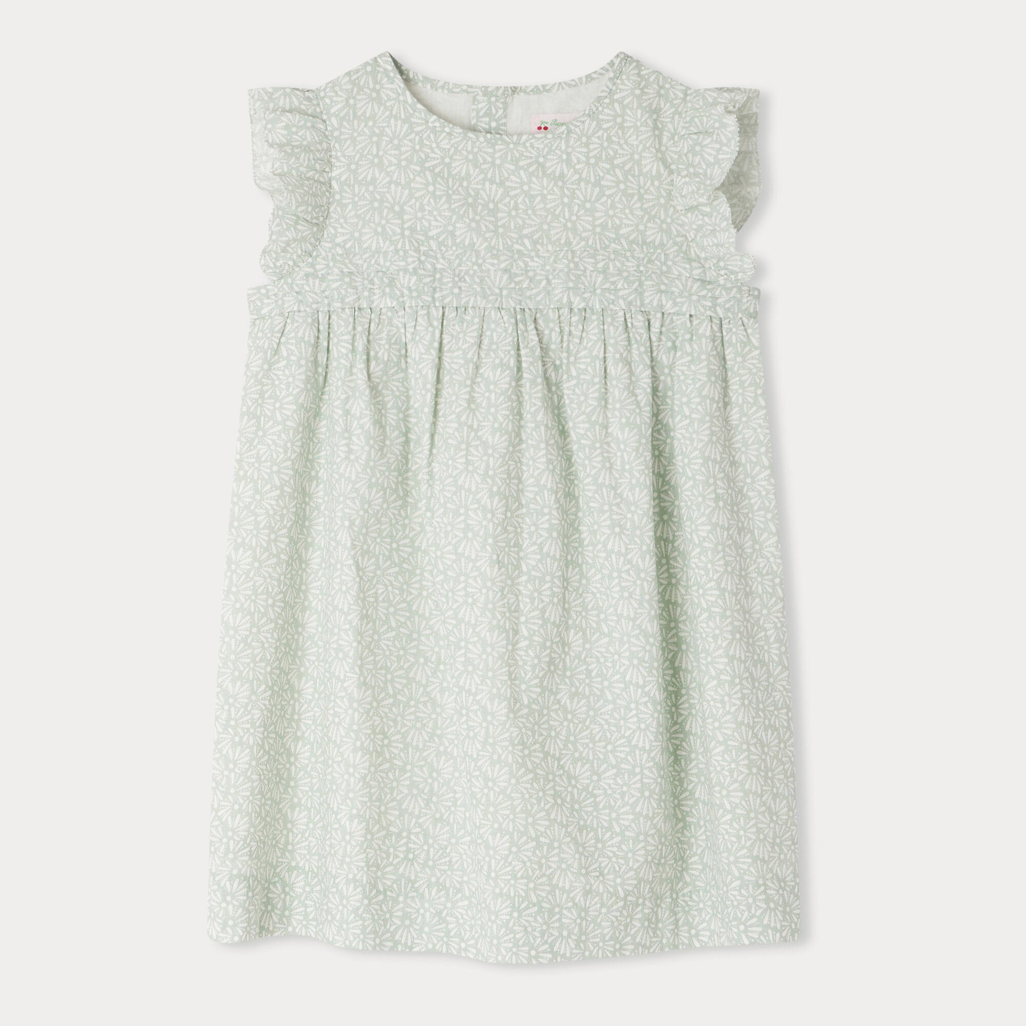 Girls Mint Floral Cotton Dress