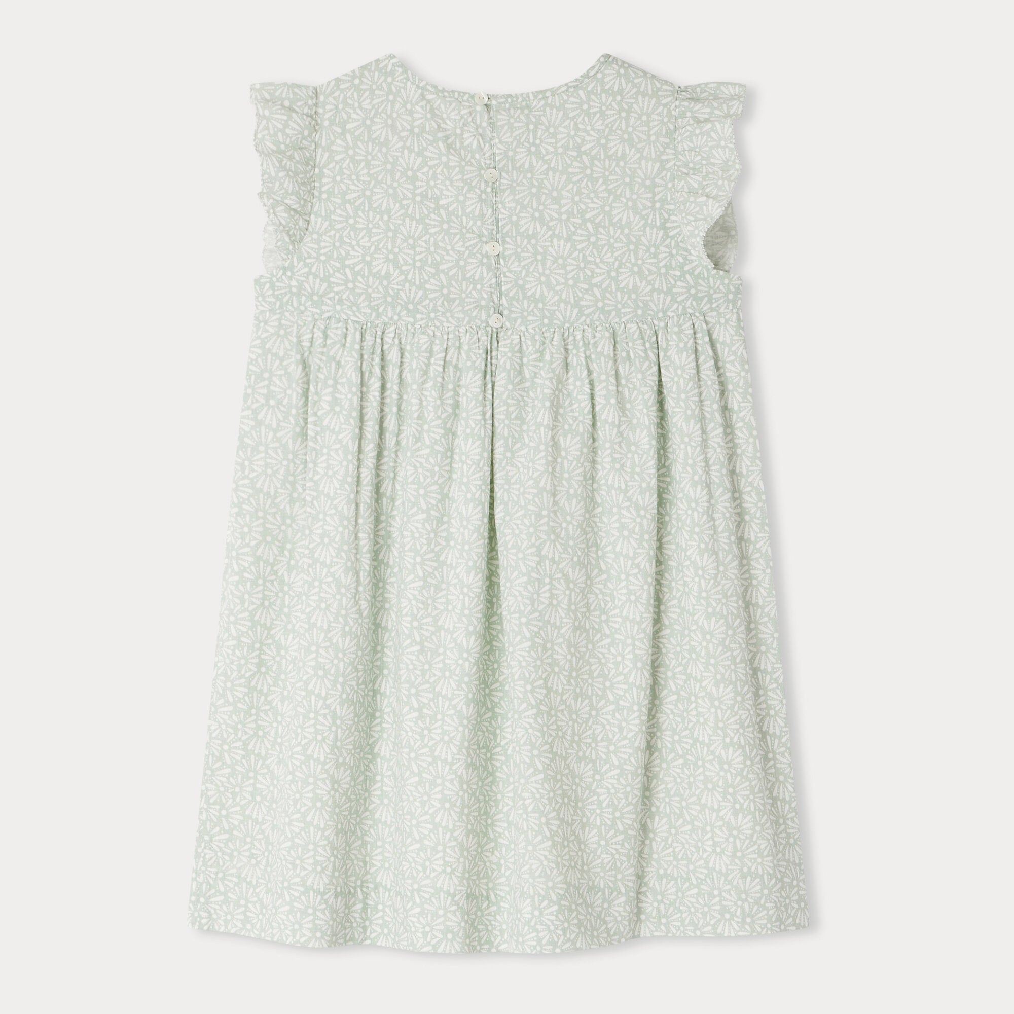 Girls Mint Floral Cotton Dress