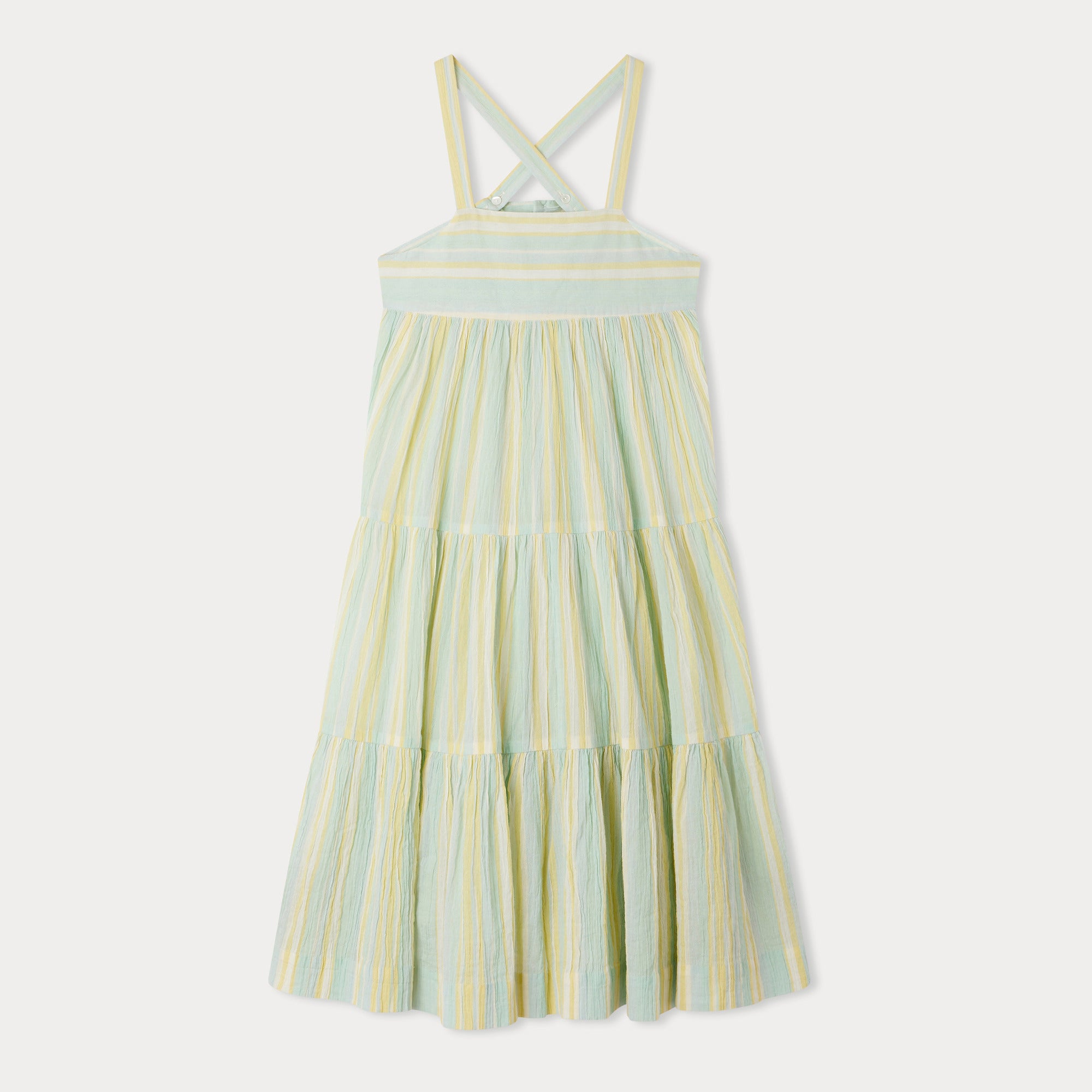 Girls Mint Stripes Cotton Dress