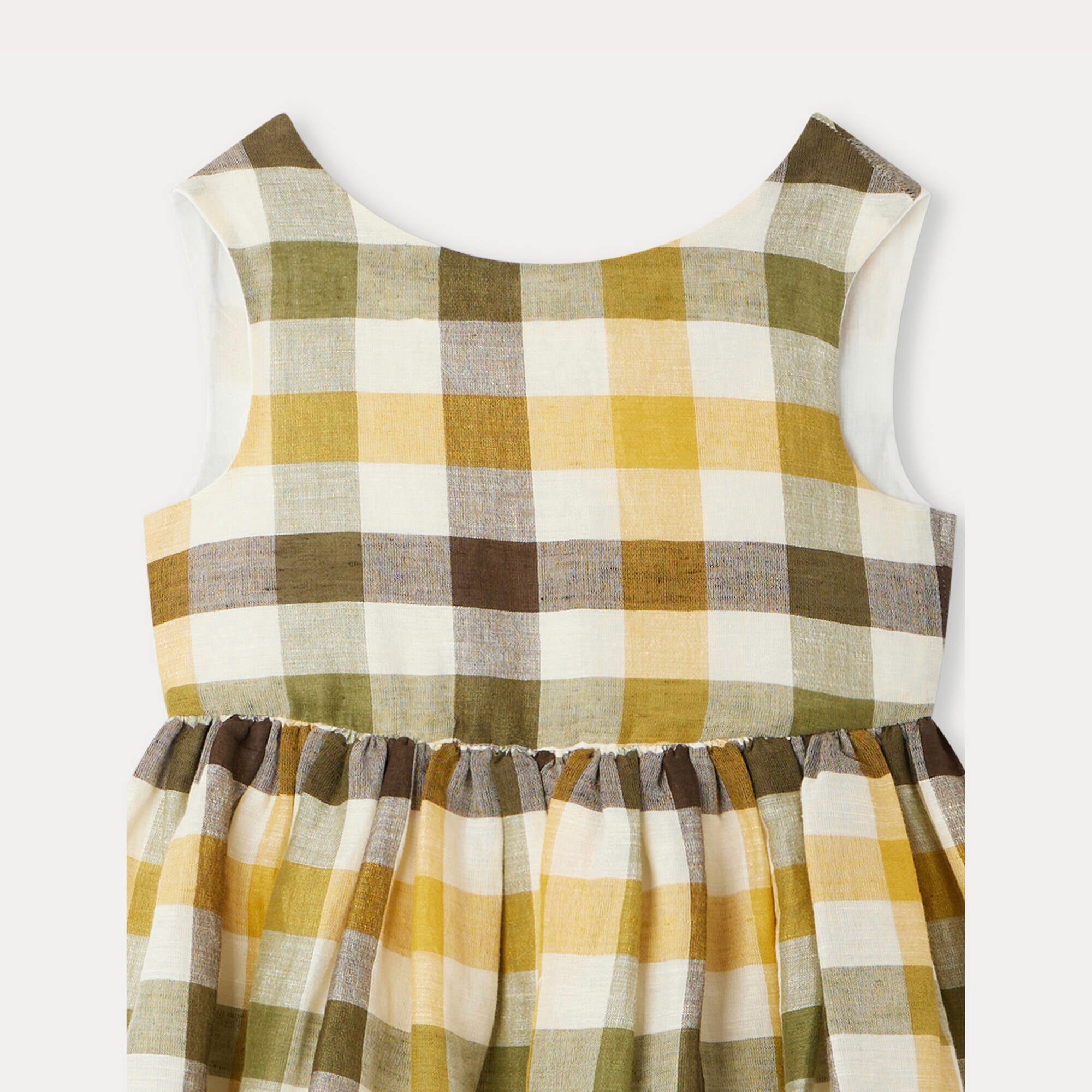 Girls Yellow Check Cotton Dress