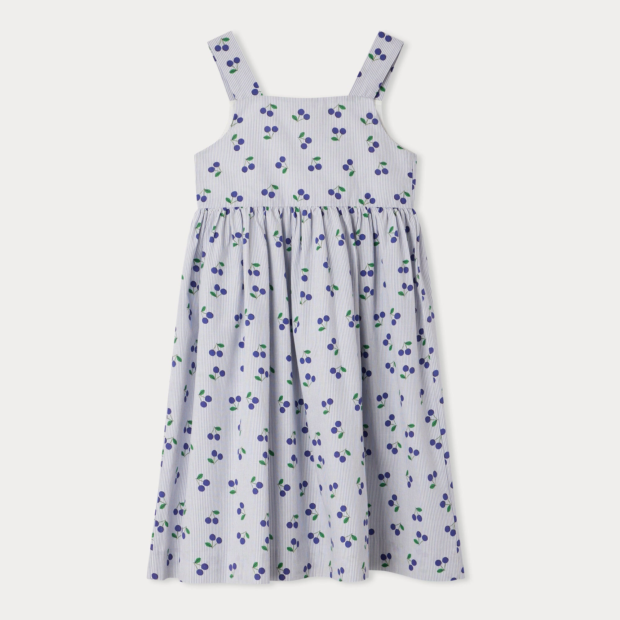 Girls Light Blue Stripes Cotton Dress