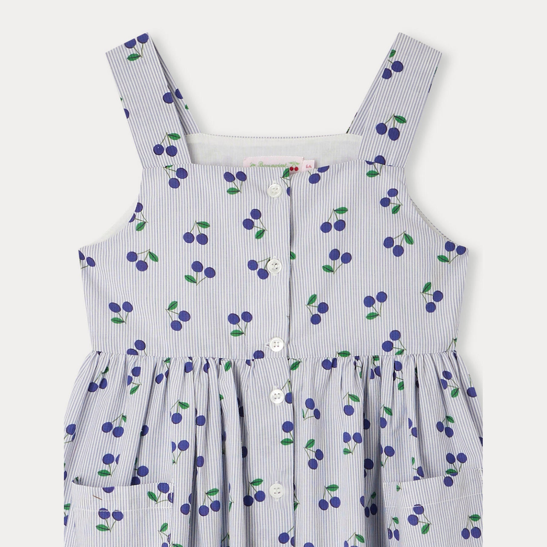 Girls Light Blue Stripes Cotton Dress