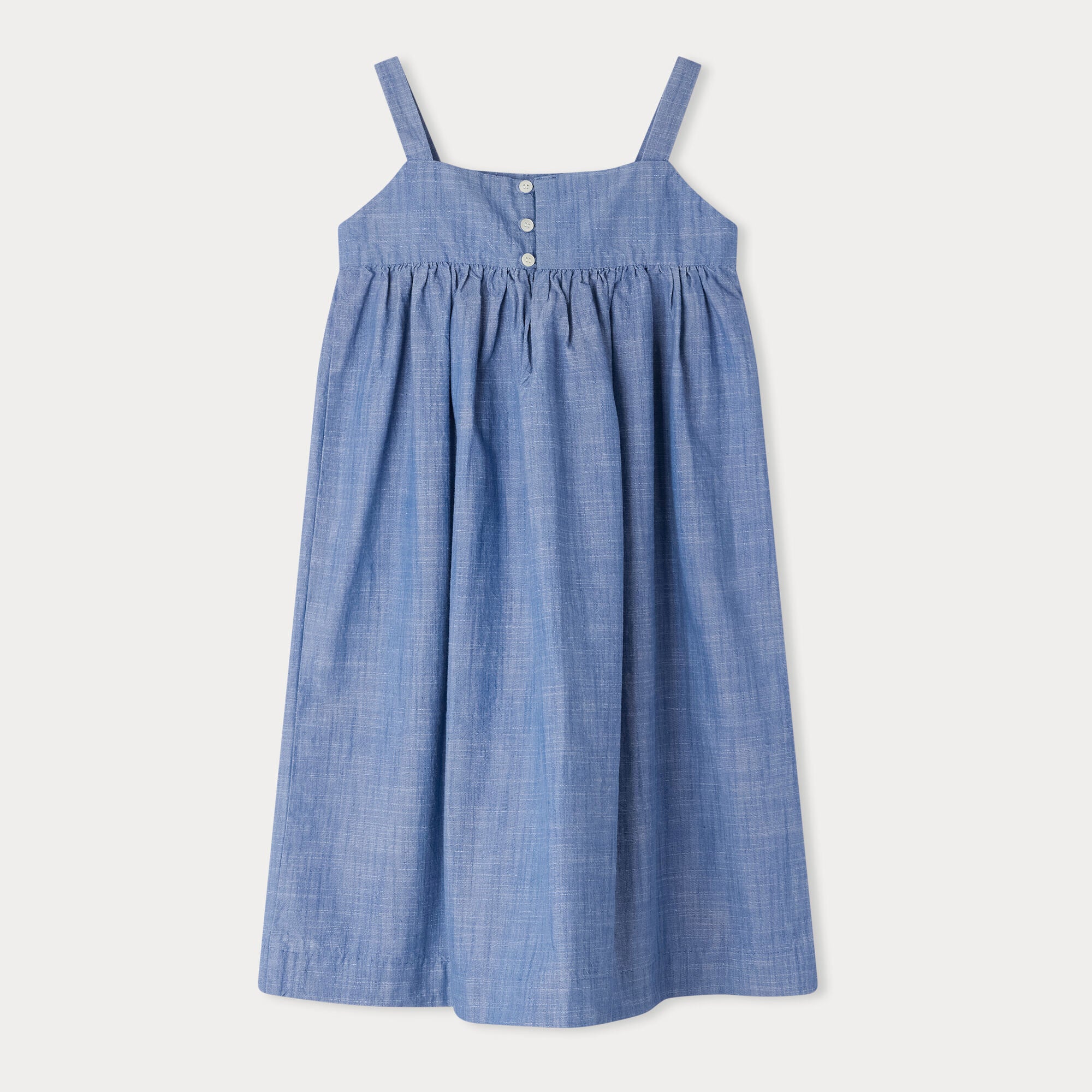 Girls Blue Embroidered Cotton Dress