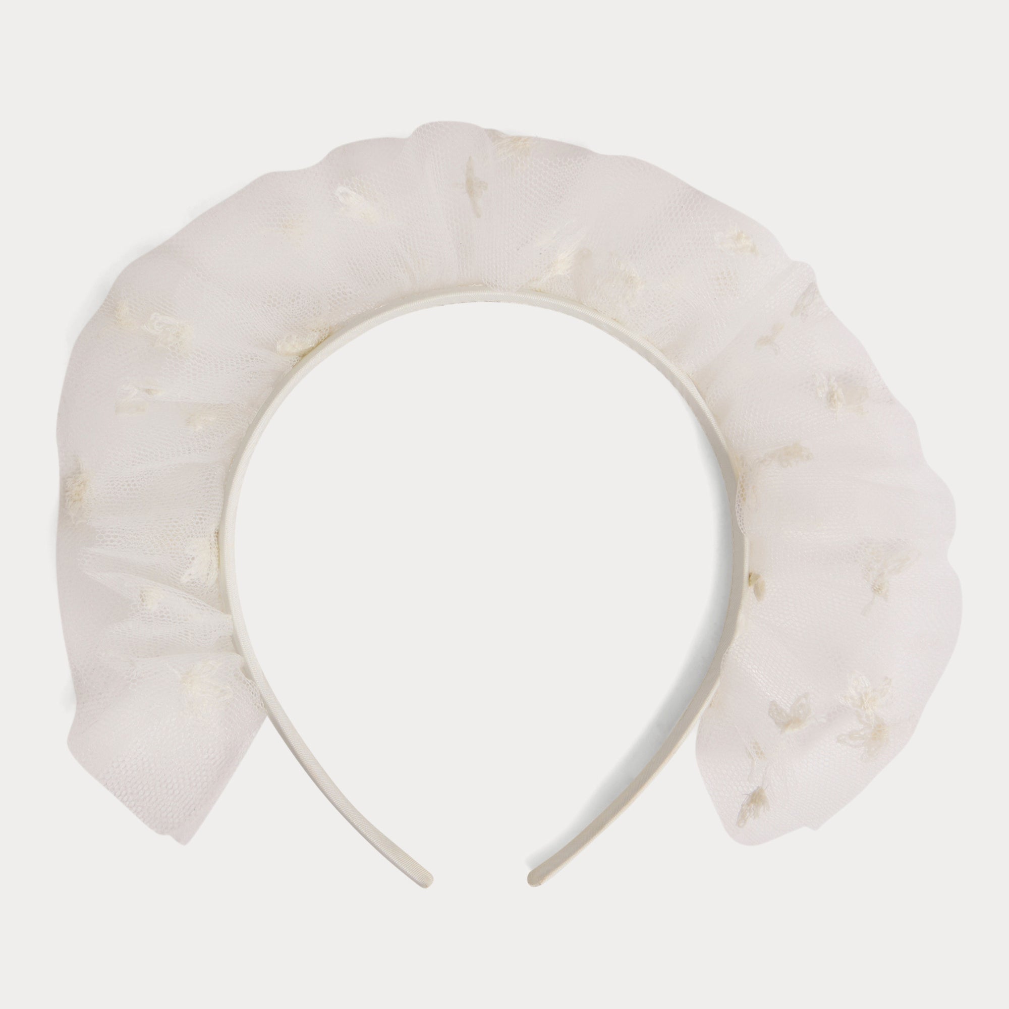 Girls White Tulle Headband