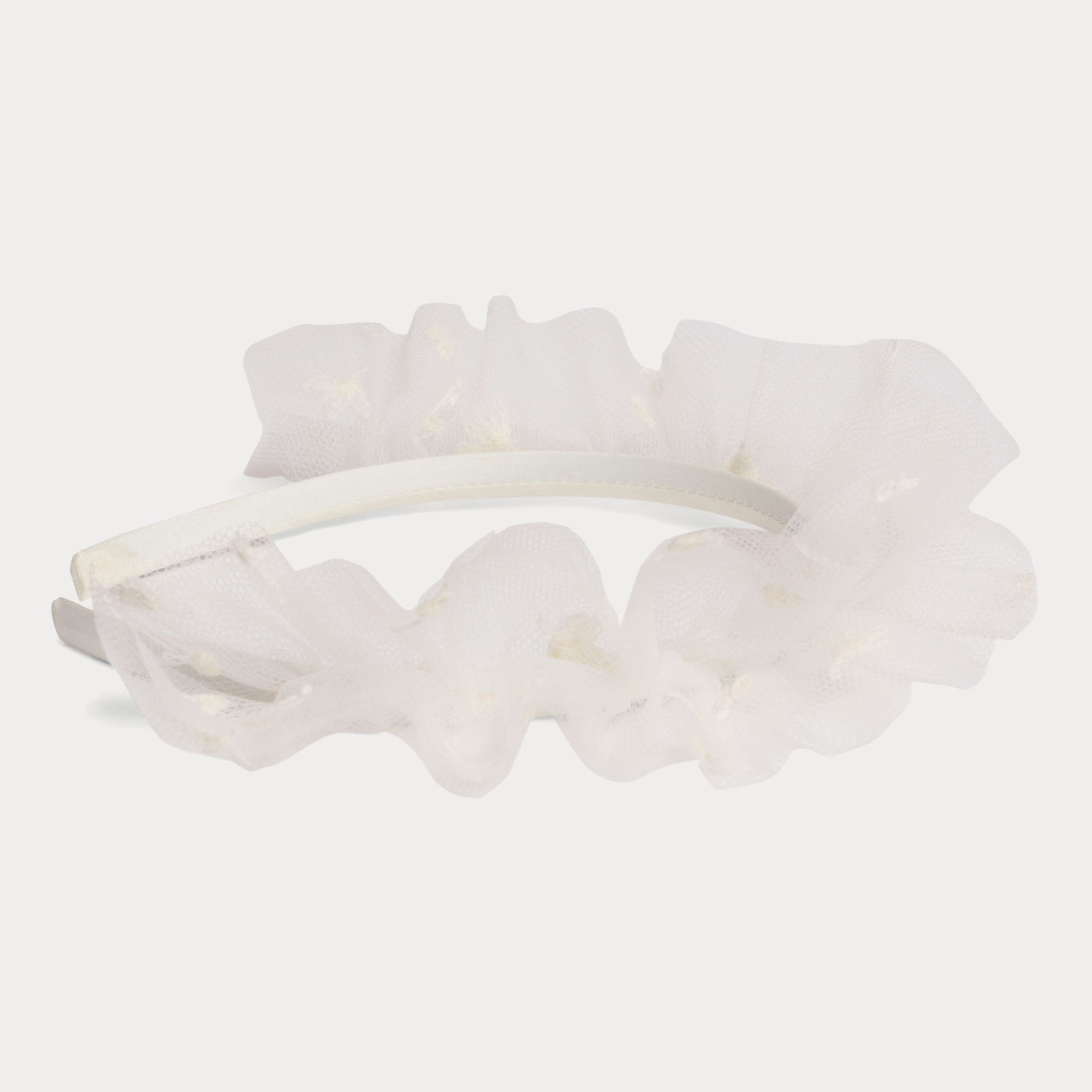 Girls White Tulle Headband