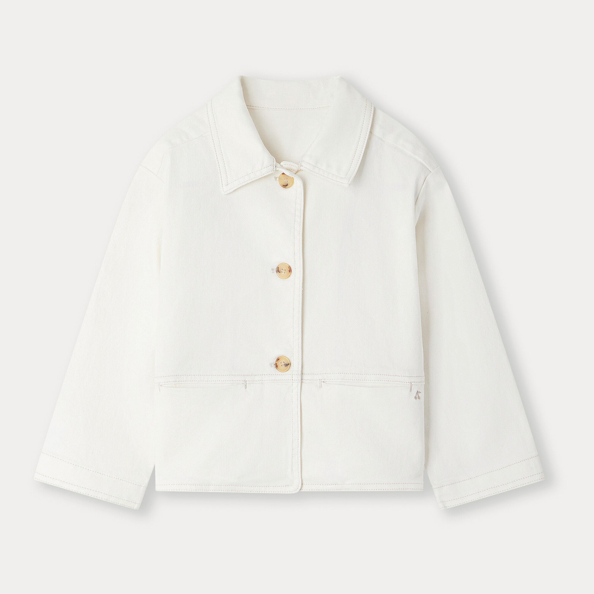 Girls White Cotton Jacket