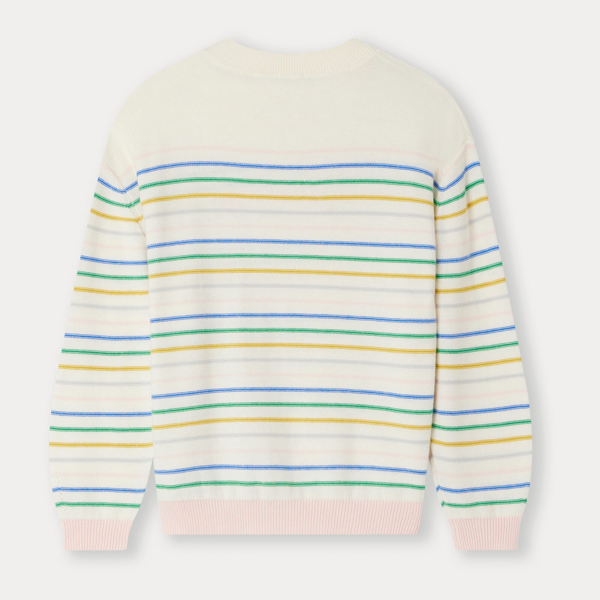 Girls White Stripes Cotton Sweater