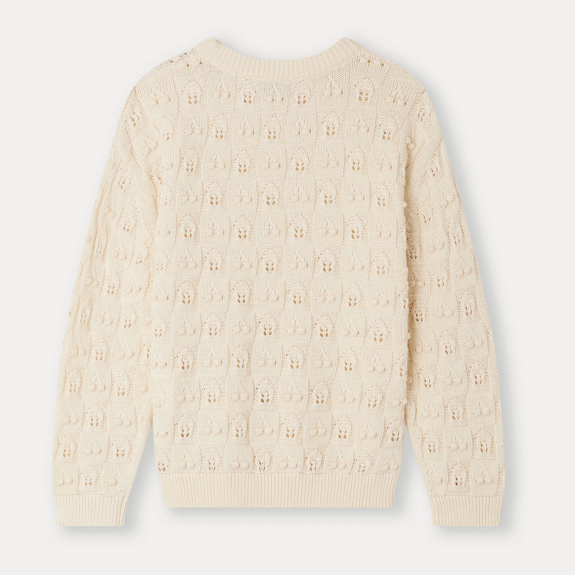 Girls Beige Hollow Cotton Sweater