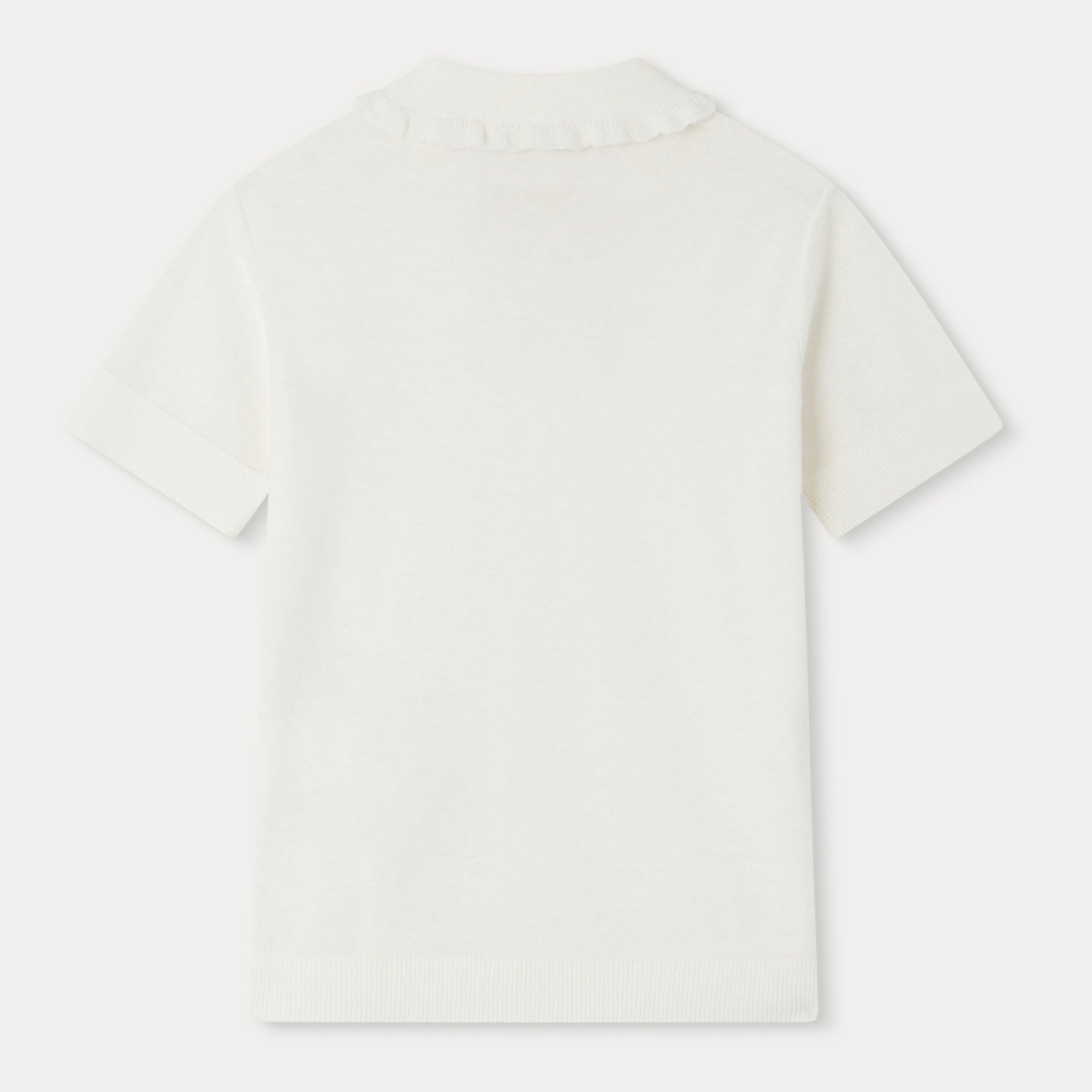 Girls White Short Sleeves Sweater