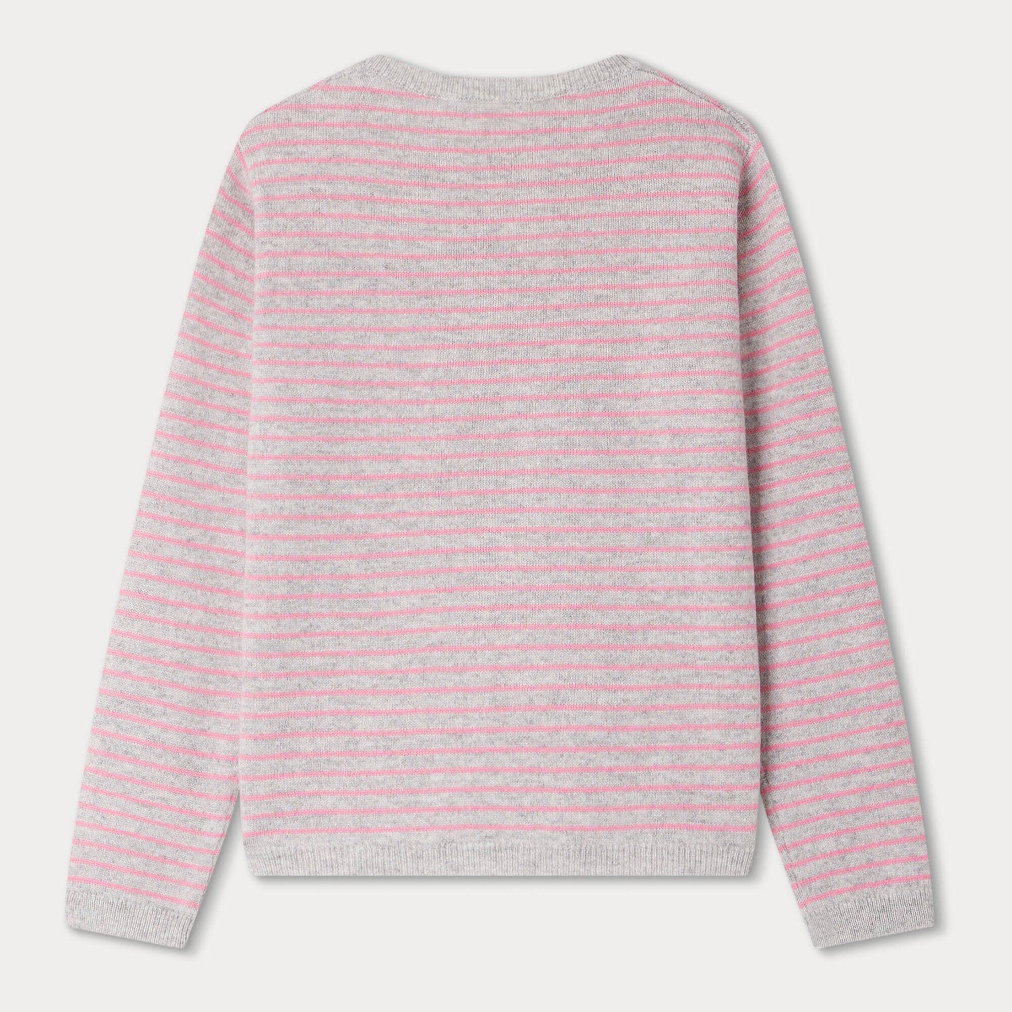 Girls Pink Stripes Cashmere Sweater