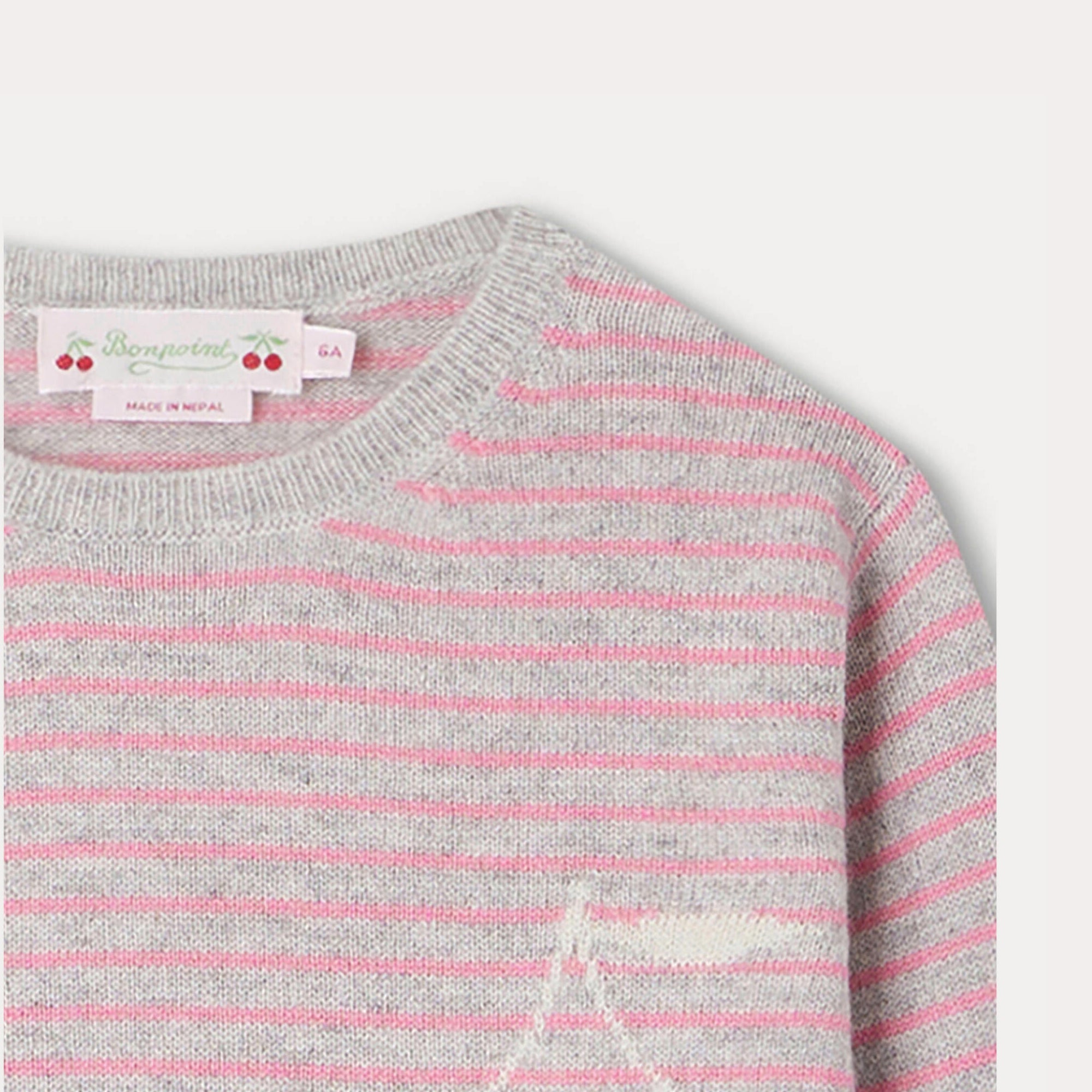 Girls Pink Stripes Cashmere Sweater