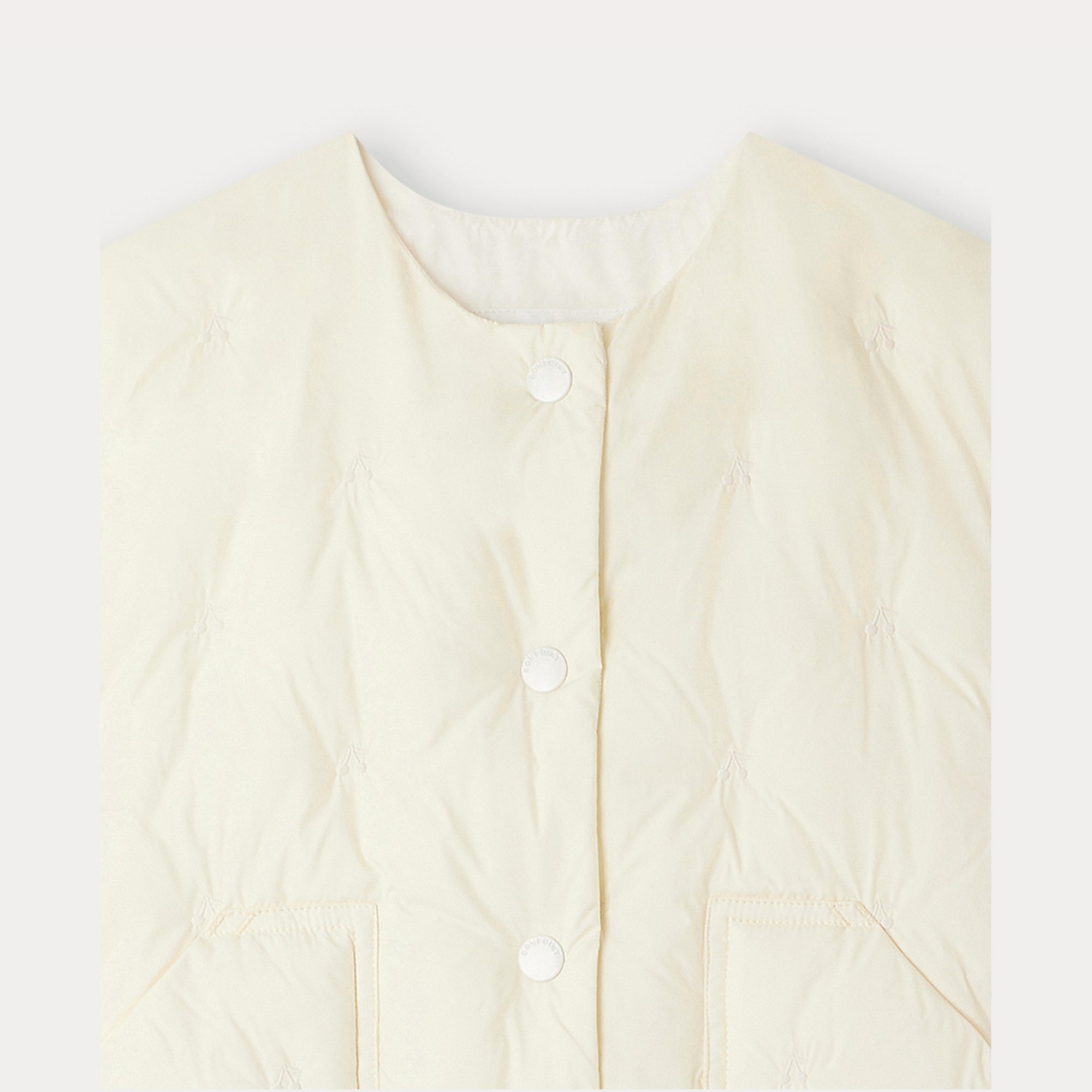 Girls White Embroidered Logo Padded Gilet