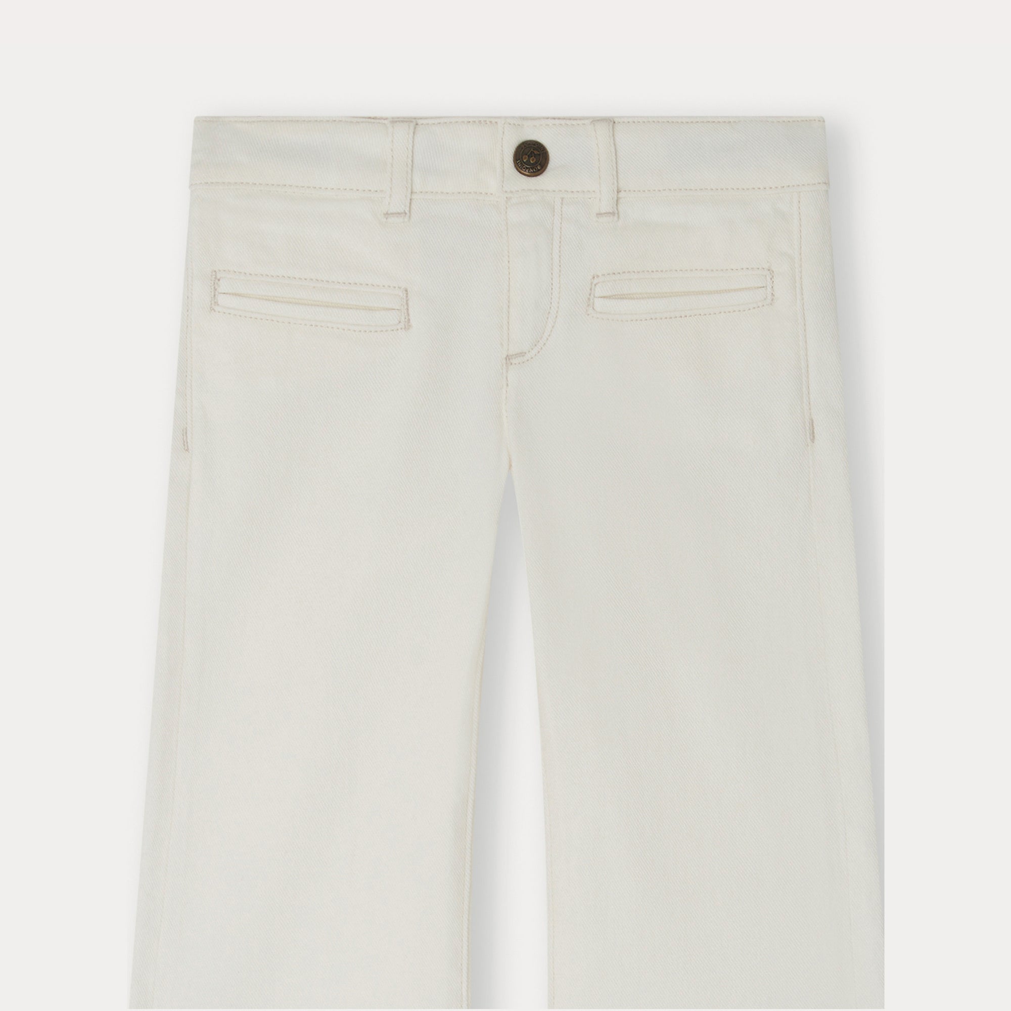 Girls White Cotton Trousers