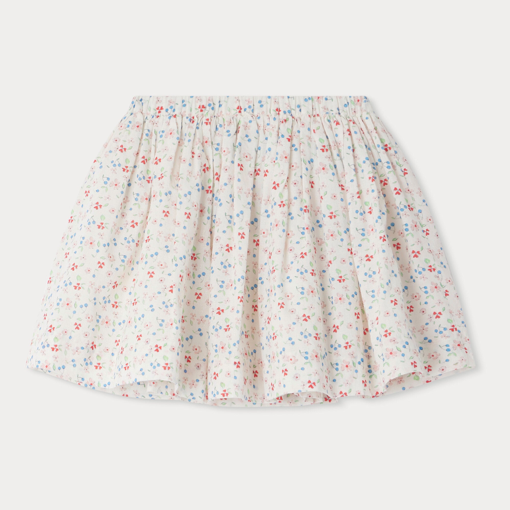 Girls White Floral Cotton Skirt