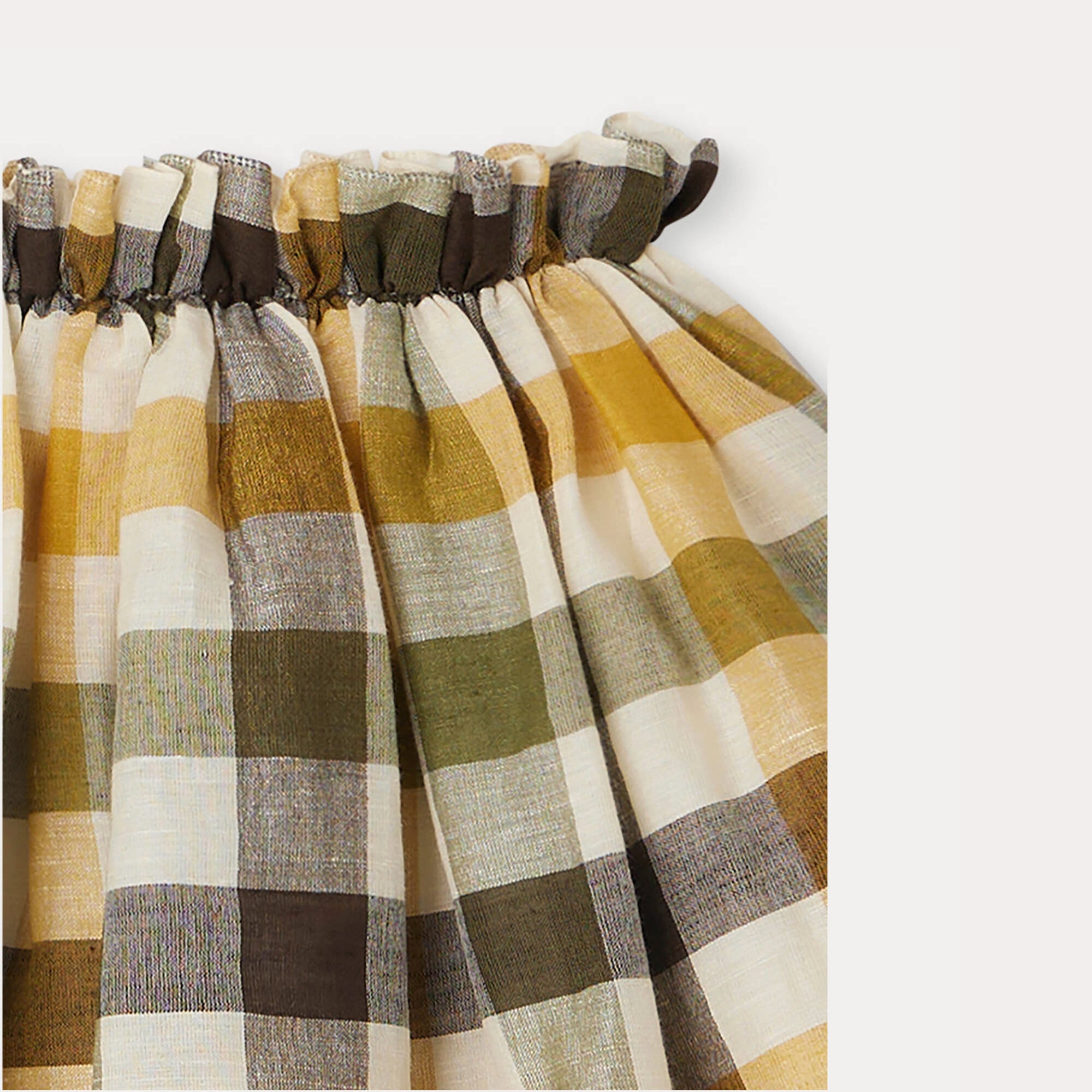 Girls Yellow Check Cotton Skirt