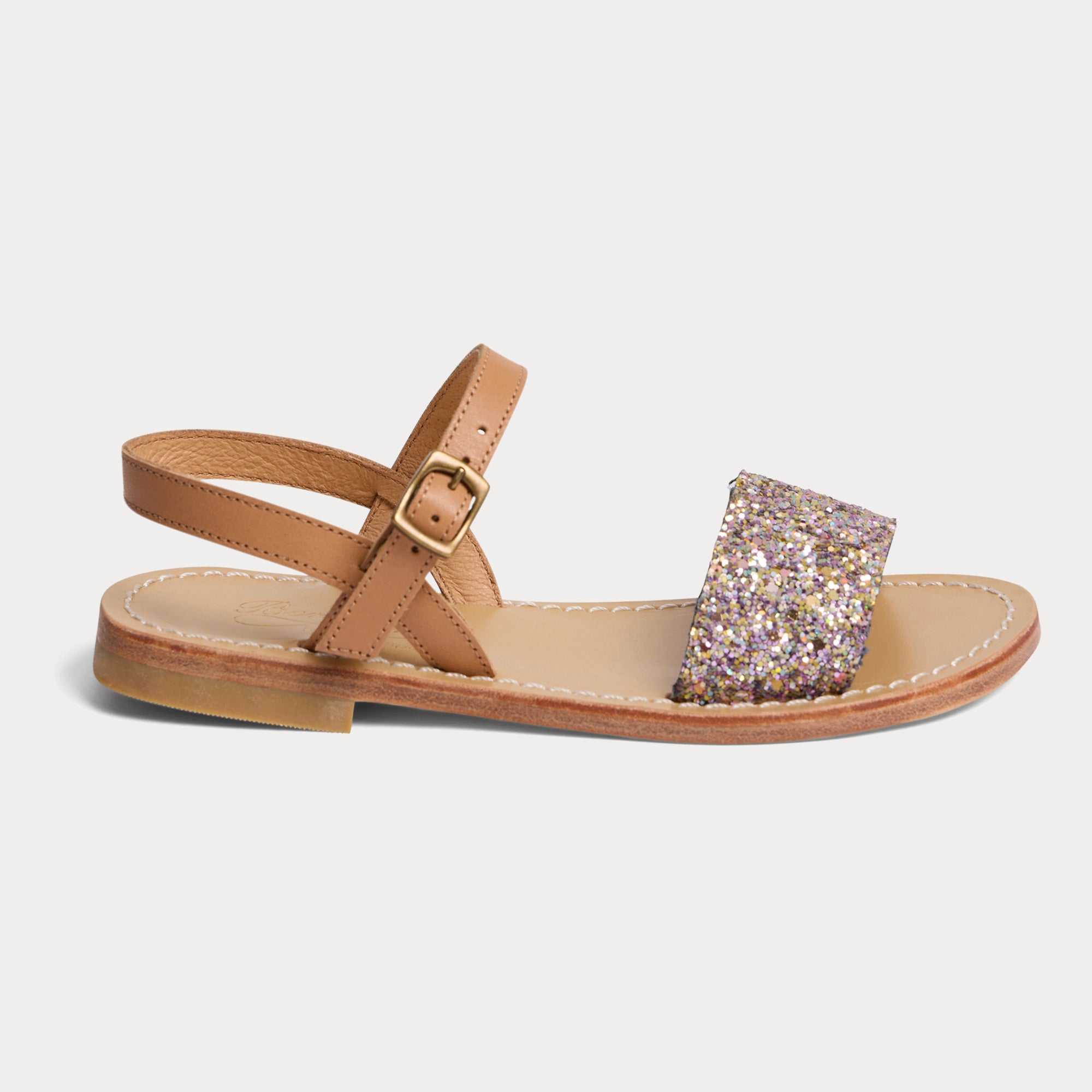 Girls Brown Glitter Sandals