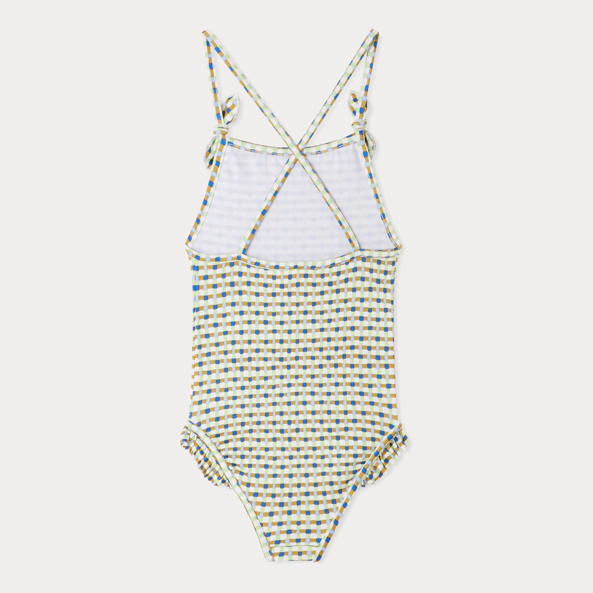 Girls Multicolor Check Swimsuit