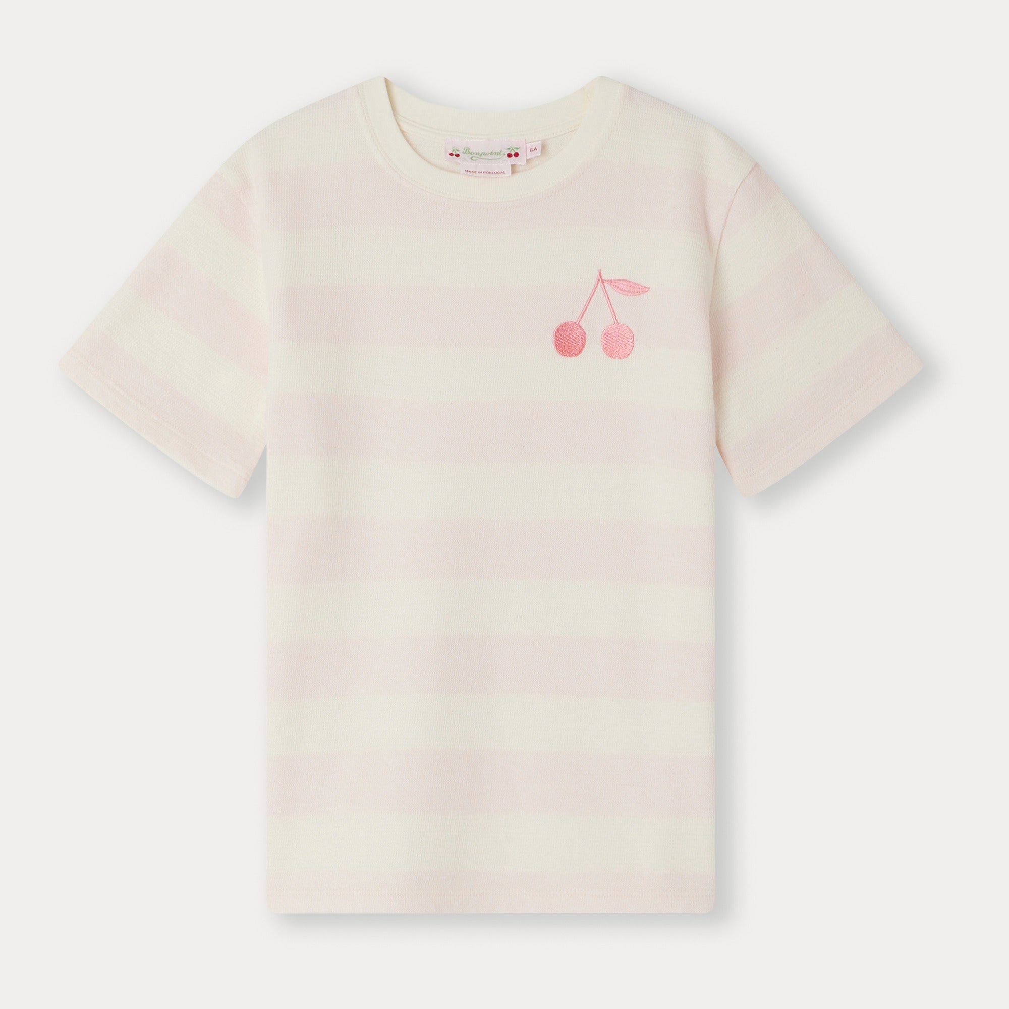 Girls Light Pink Stripes Cotton T-Shirt