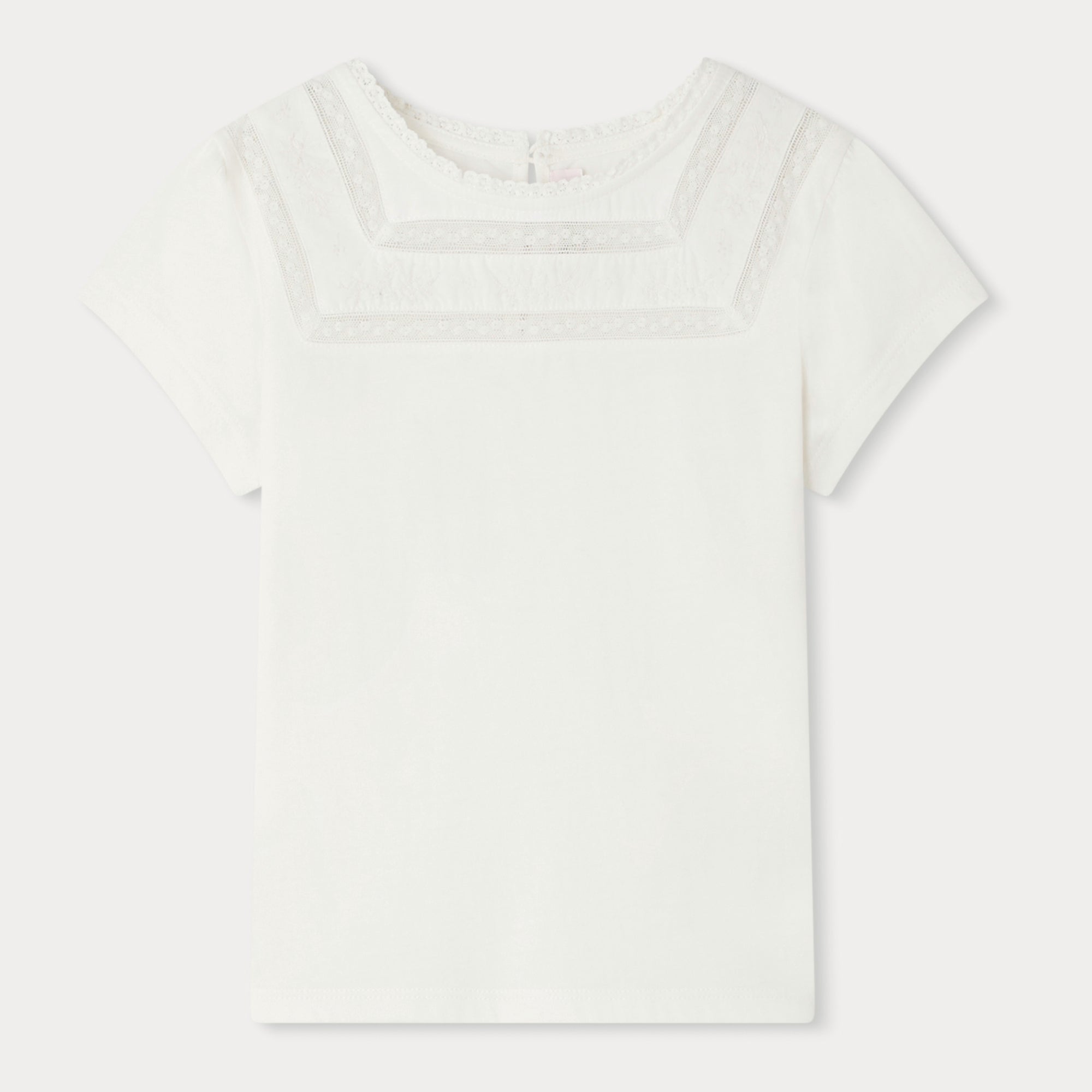 Girls White Cotton T-Shirt