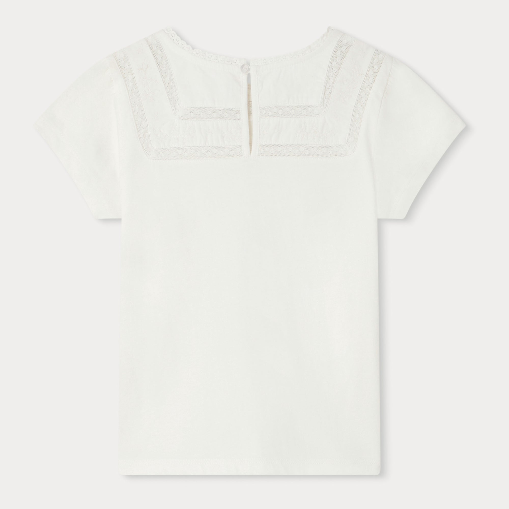 Girls White Cotton T-Shirt