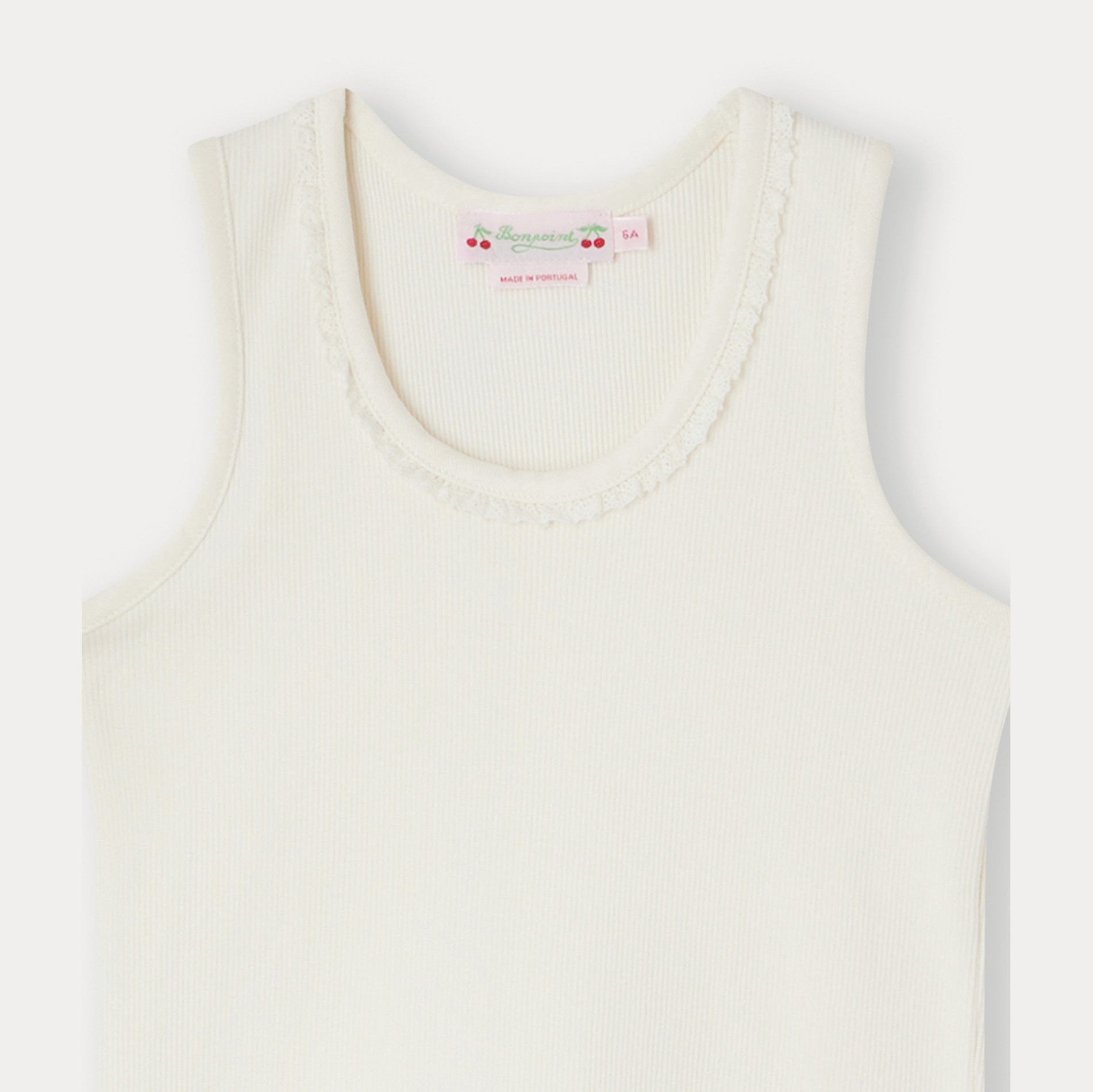 Girls White Cotton Vest