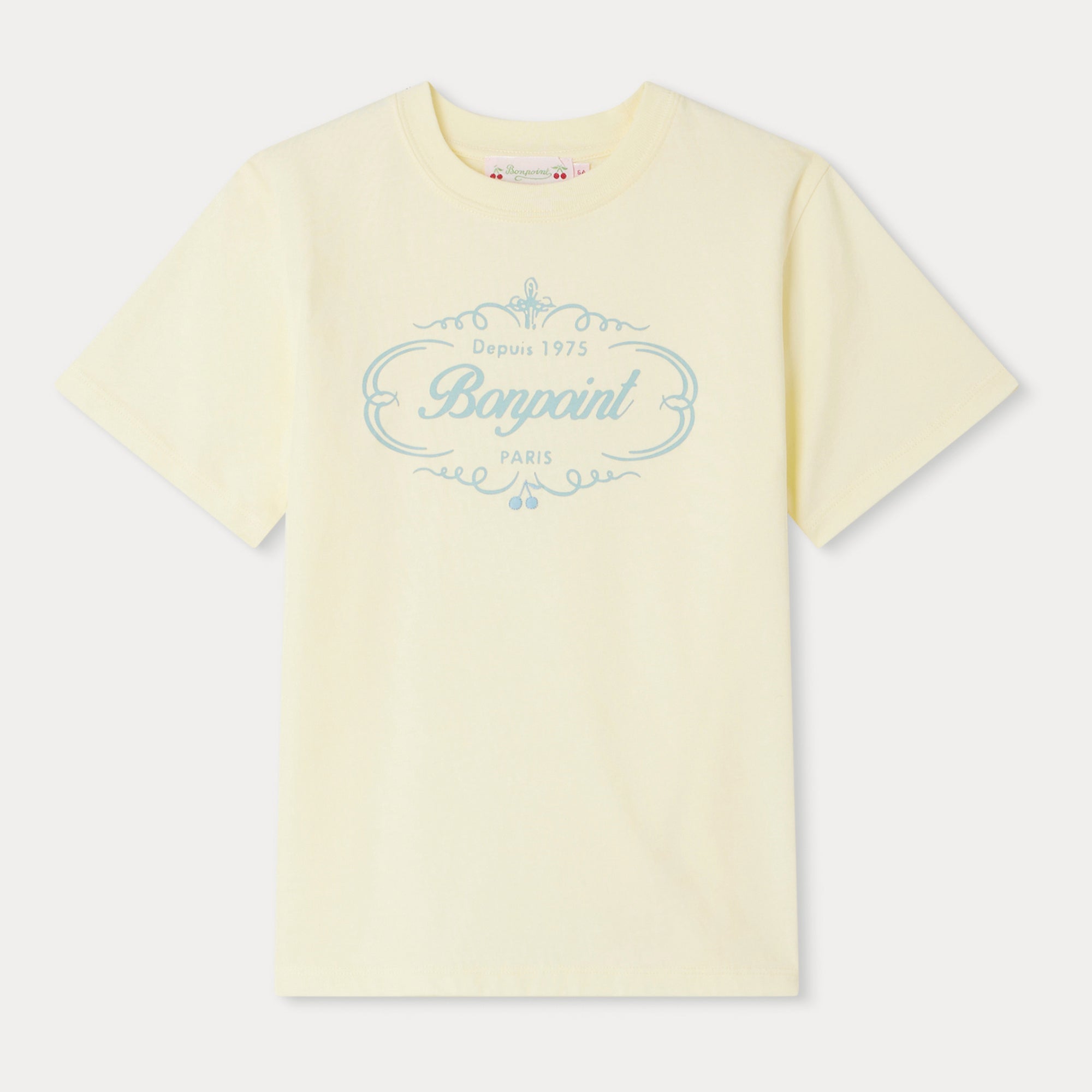 Girls Light Yellow Logo Cotton T-Shirt