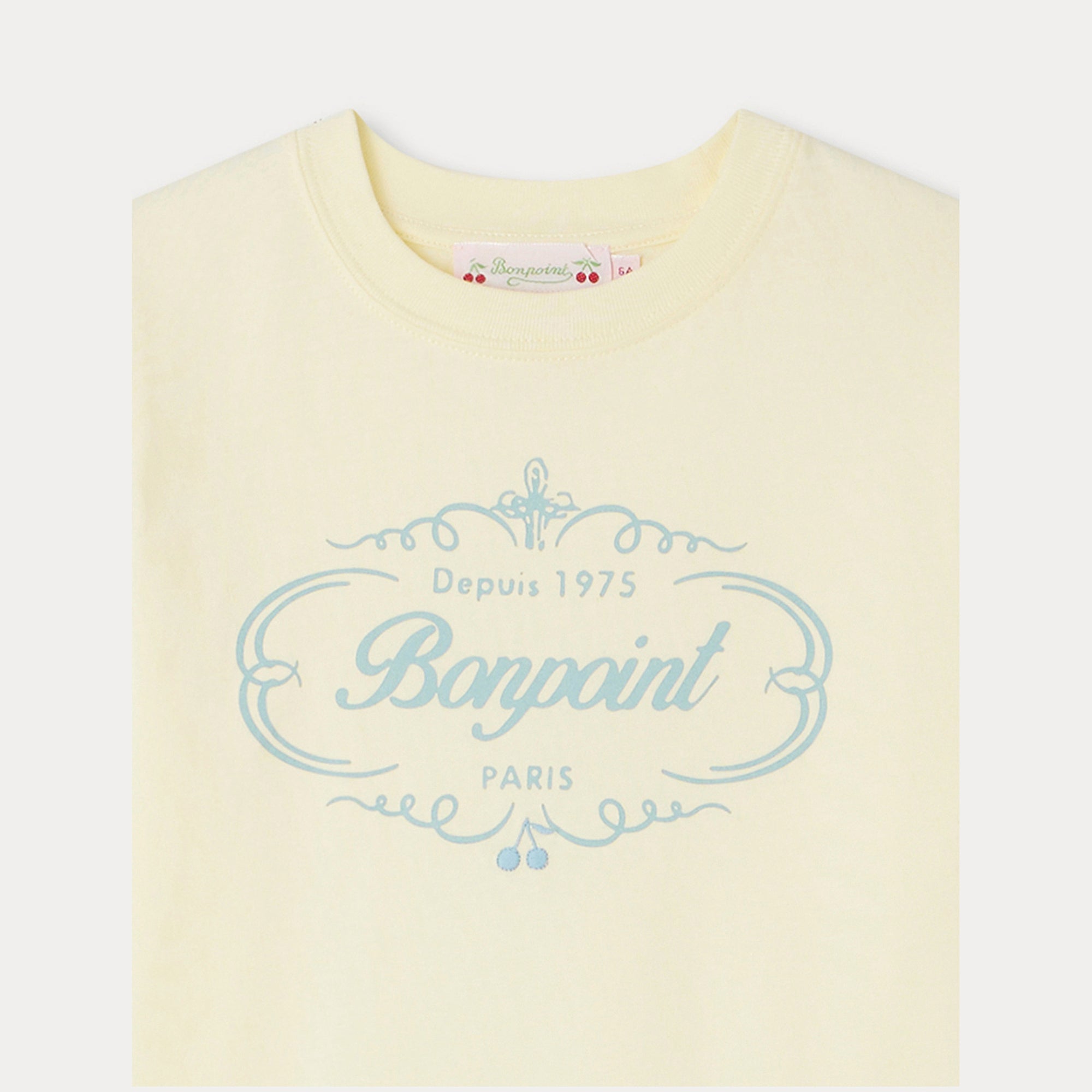 Girls Light Yellow Logo Cotton T-Shirt