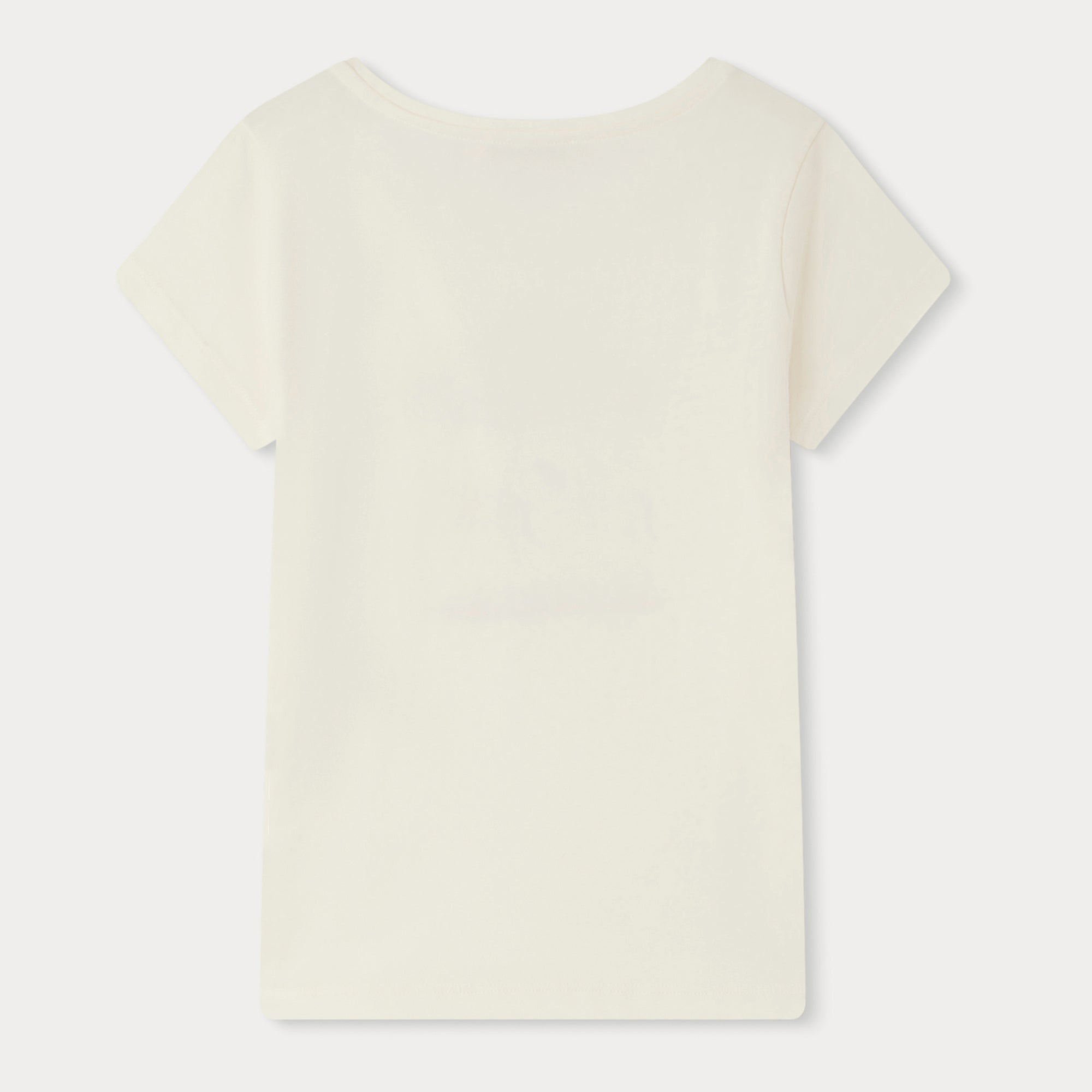 Girls Ivory Printed Cotton T-Shirt