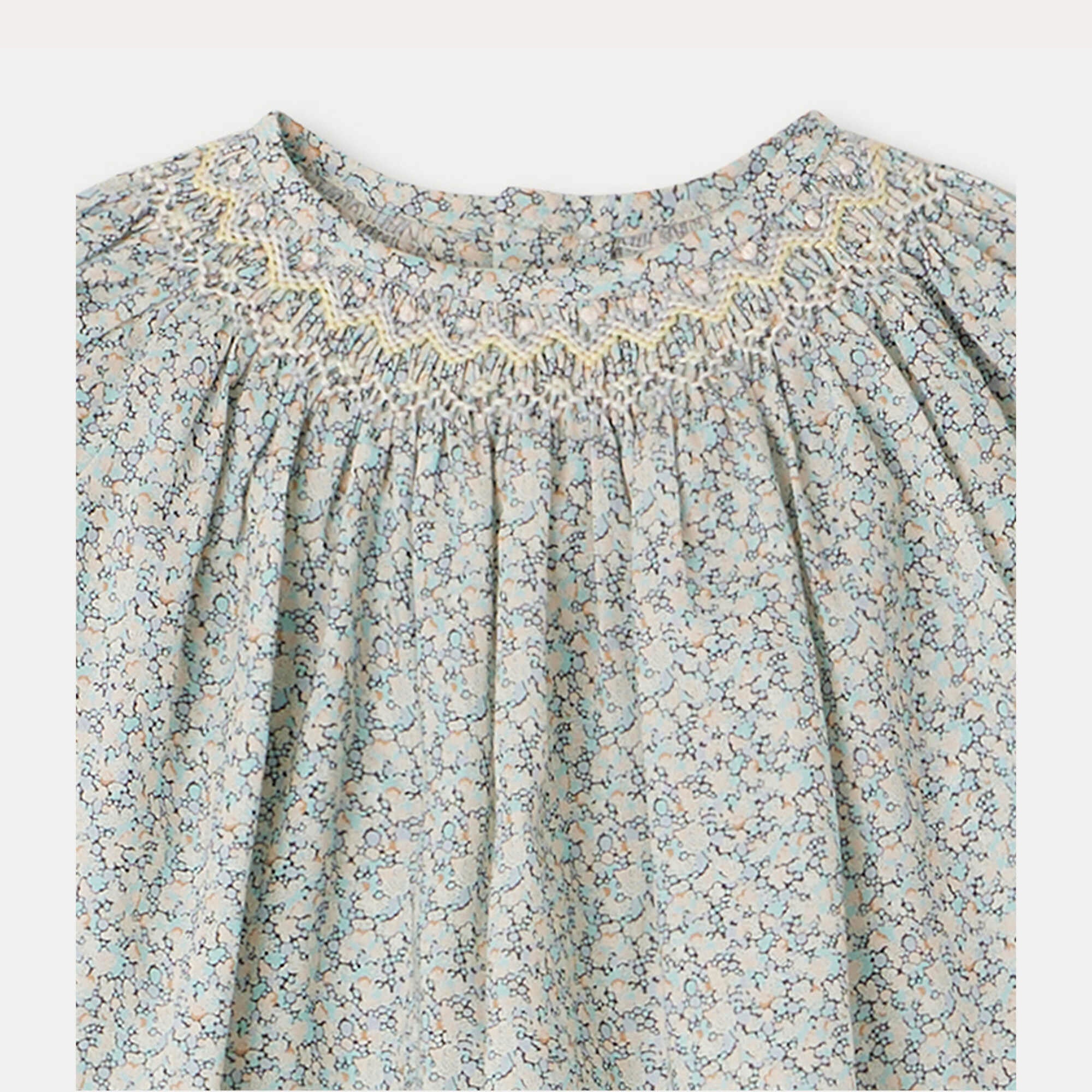 Baby Girls Sky Blue Floral Cotton Top