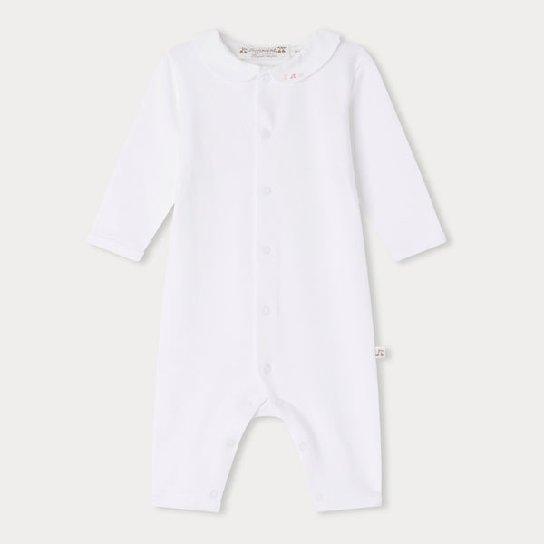 Baby Boys & Girls White Cotton Babysuit