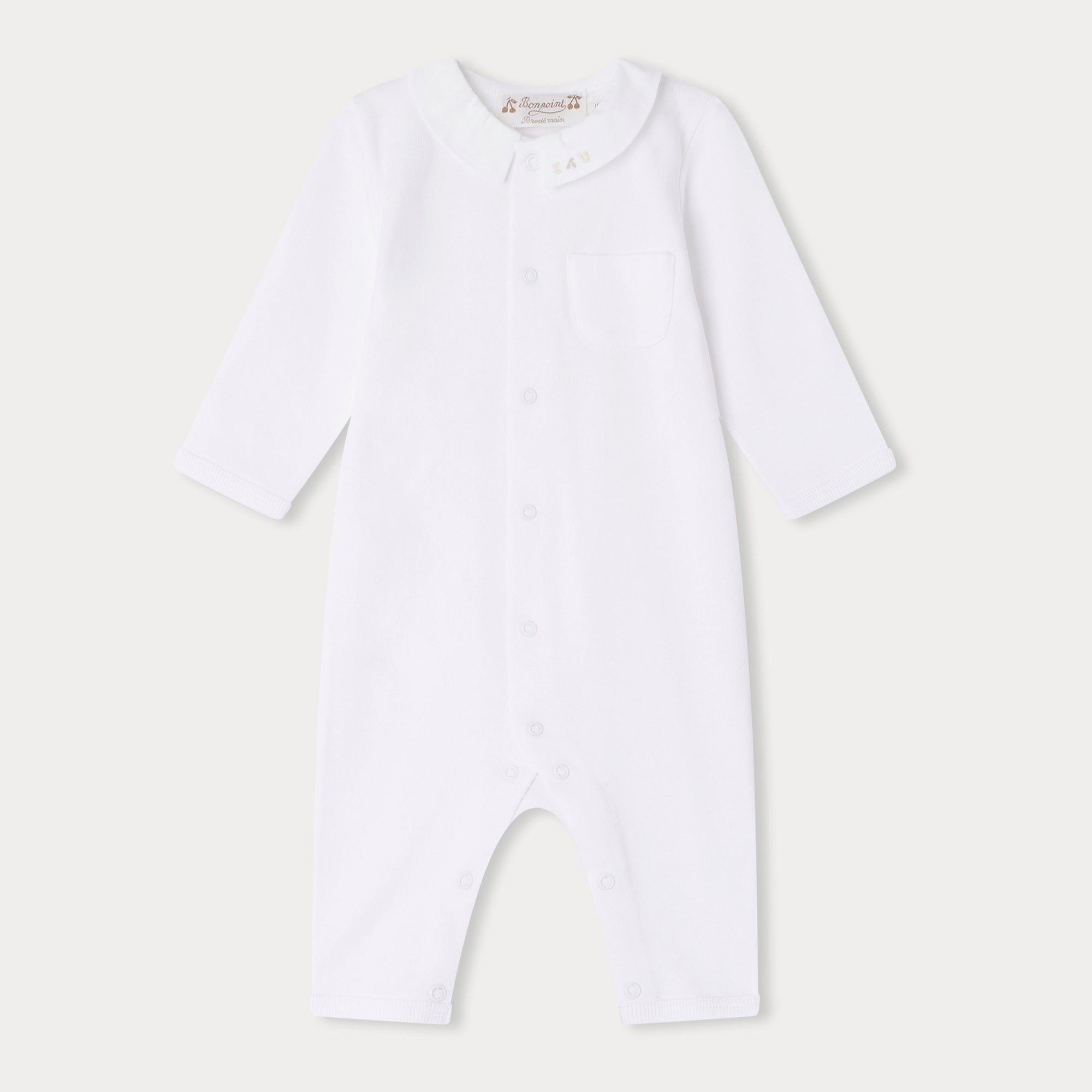 Baby Boys & Girls White Cotton Babysuit